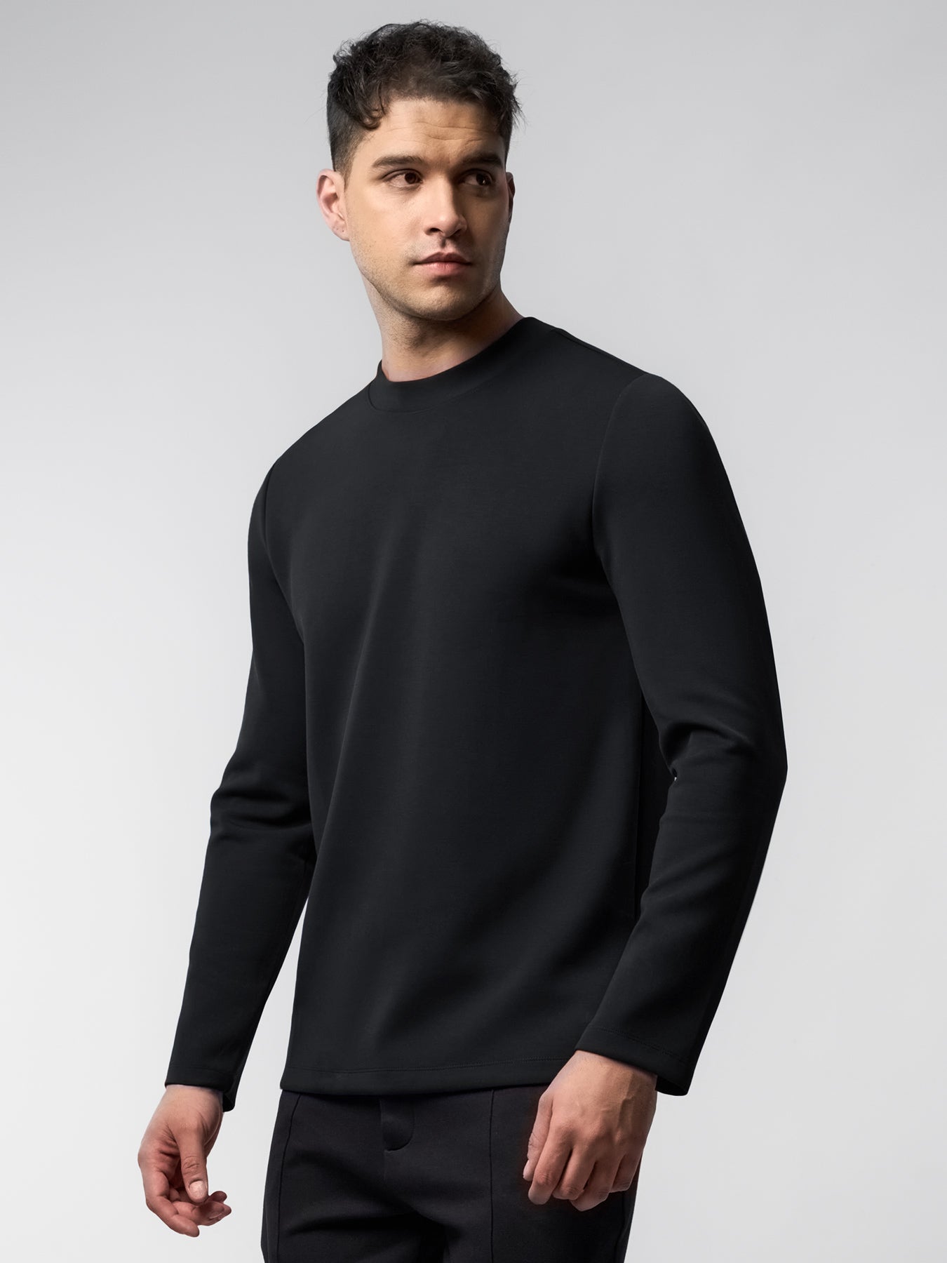 Modal Blend Elbow Patch Long Sleeve Tee:Slim Fit