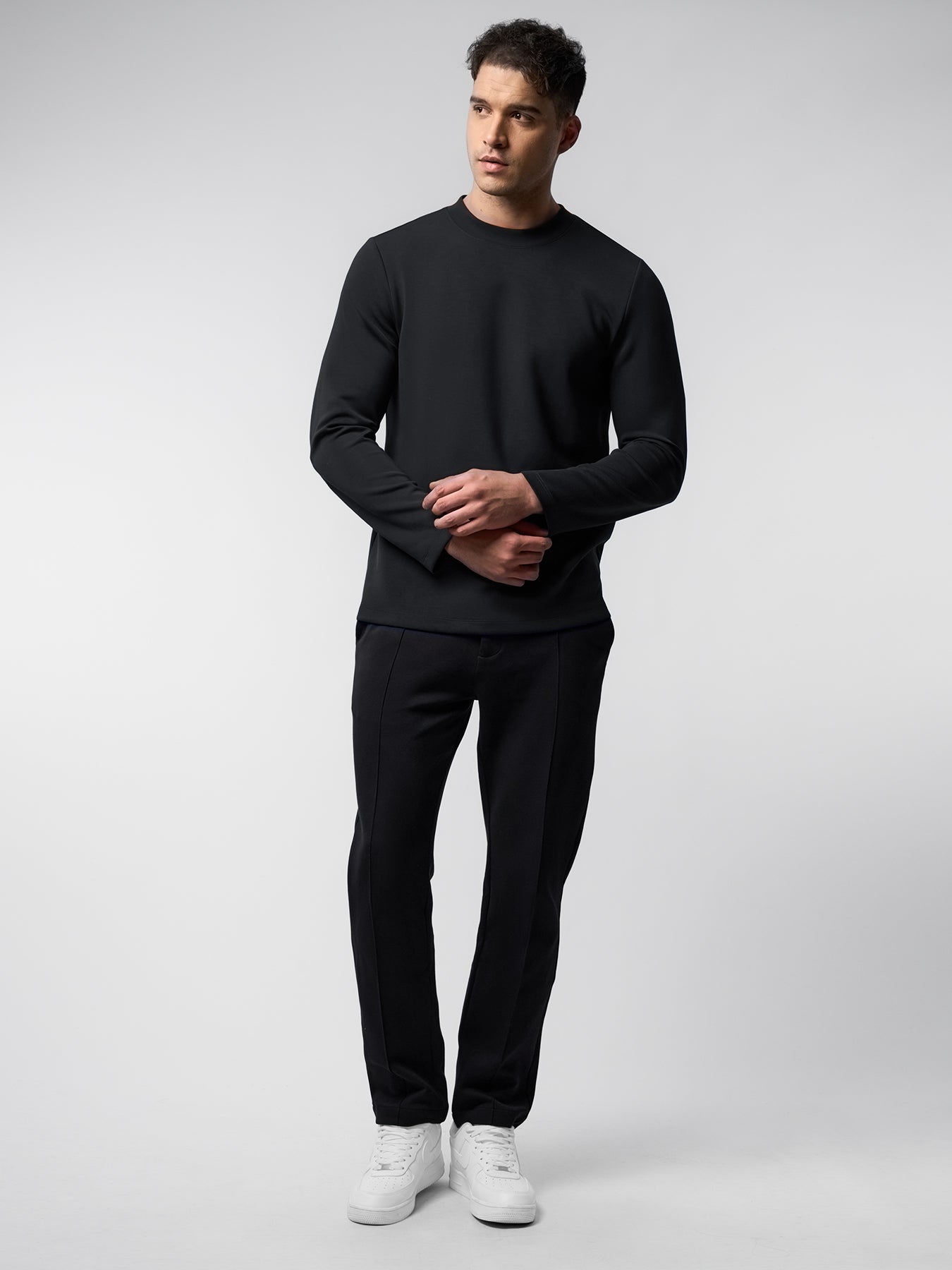 Modal Blend Elbow Patch Long Sleeve Tee:Slim Fit