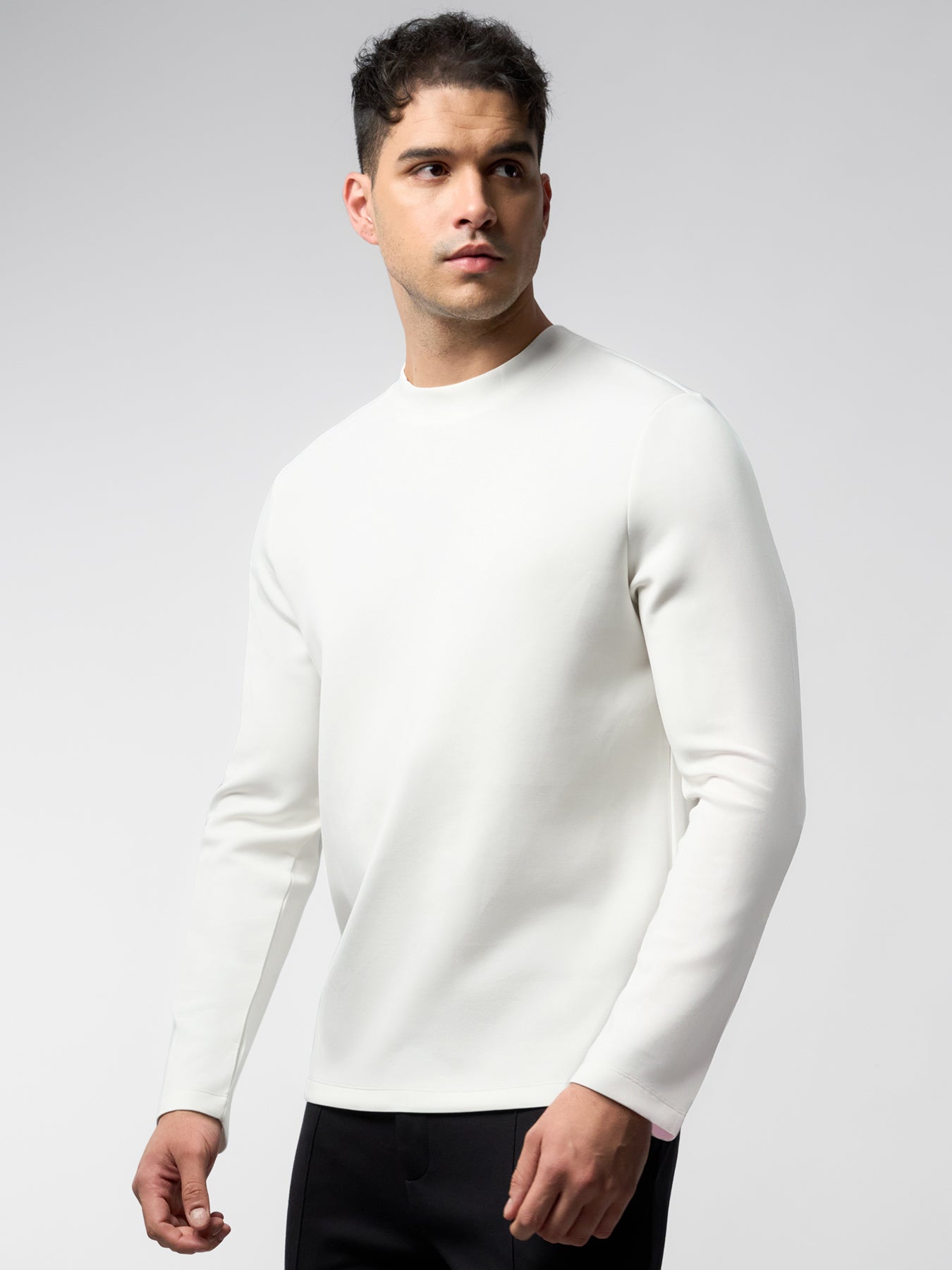 Modal Blend Elbow Patch Long Sleeve Tee:Slim Fit
