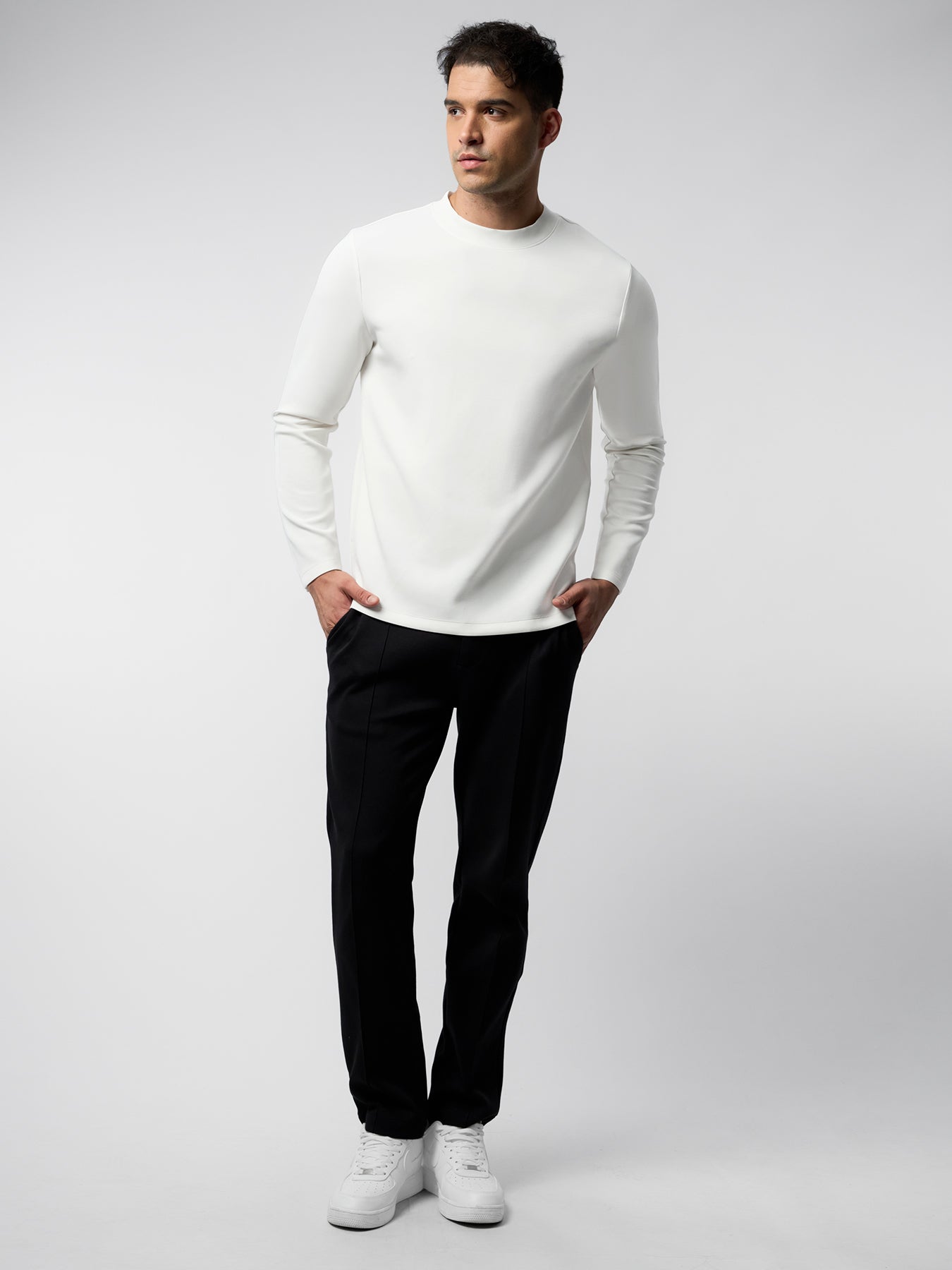 Modal Blend Elbow Patch Long Sleeve Tee:Slim Fit
