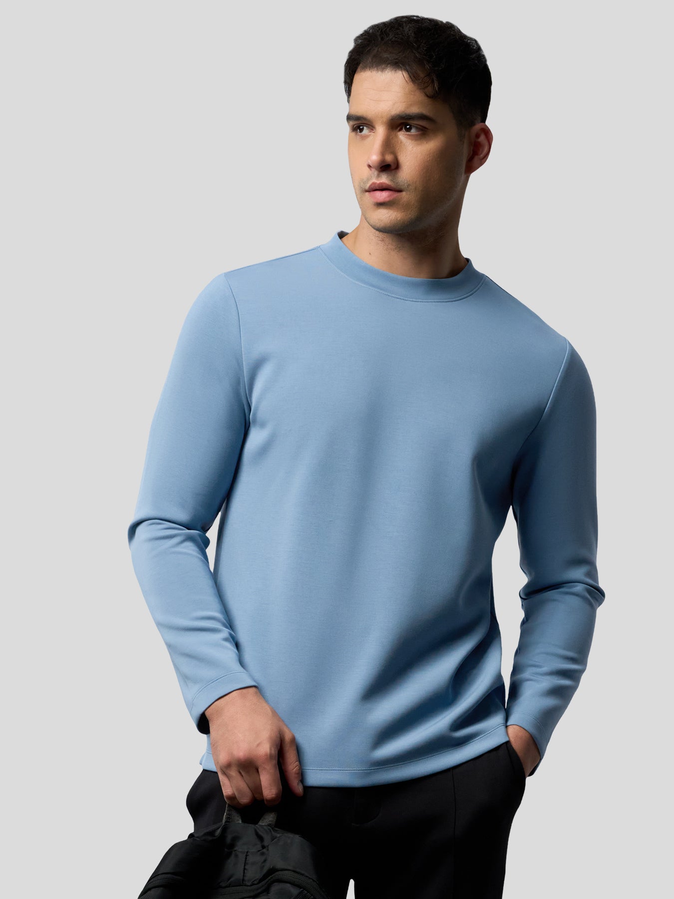Modal Blend Elbow Patch Long Sleeve Tee:Slim Fit