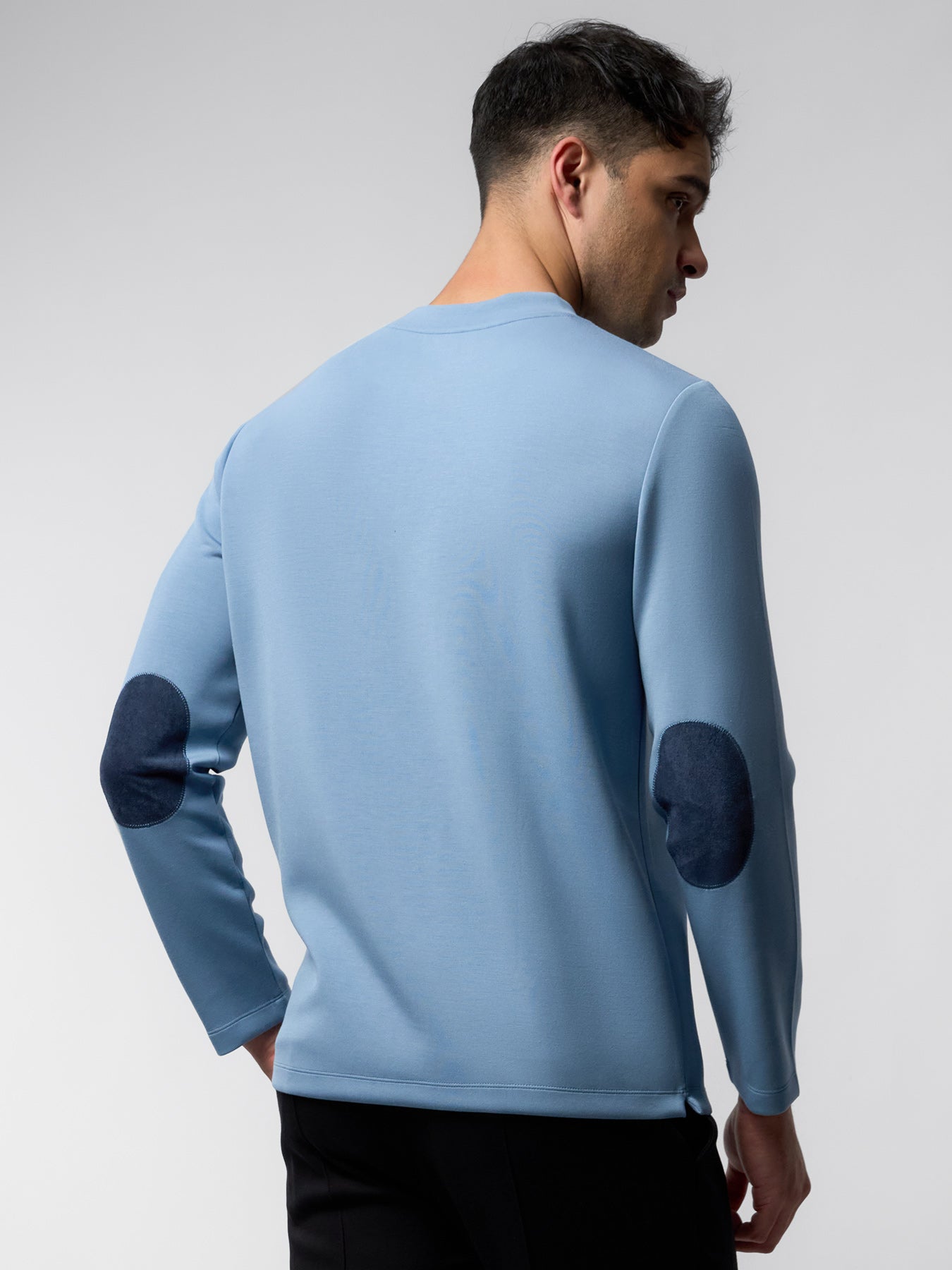 Modal Blend Elbow Patch Long Sleeve Tee:Slim Fit