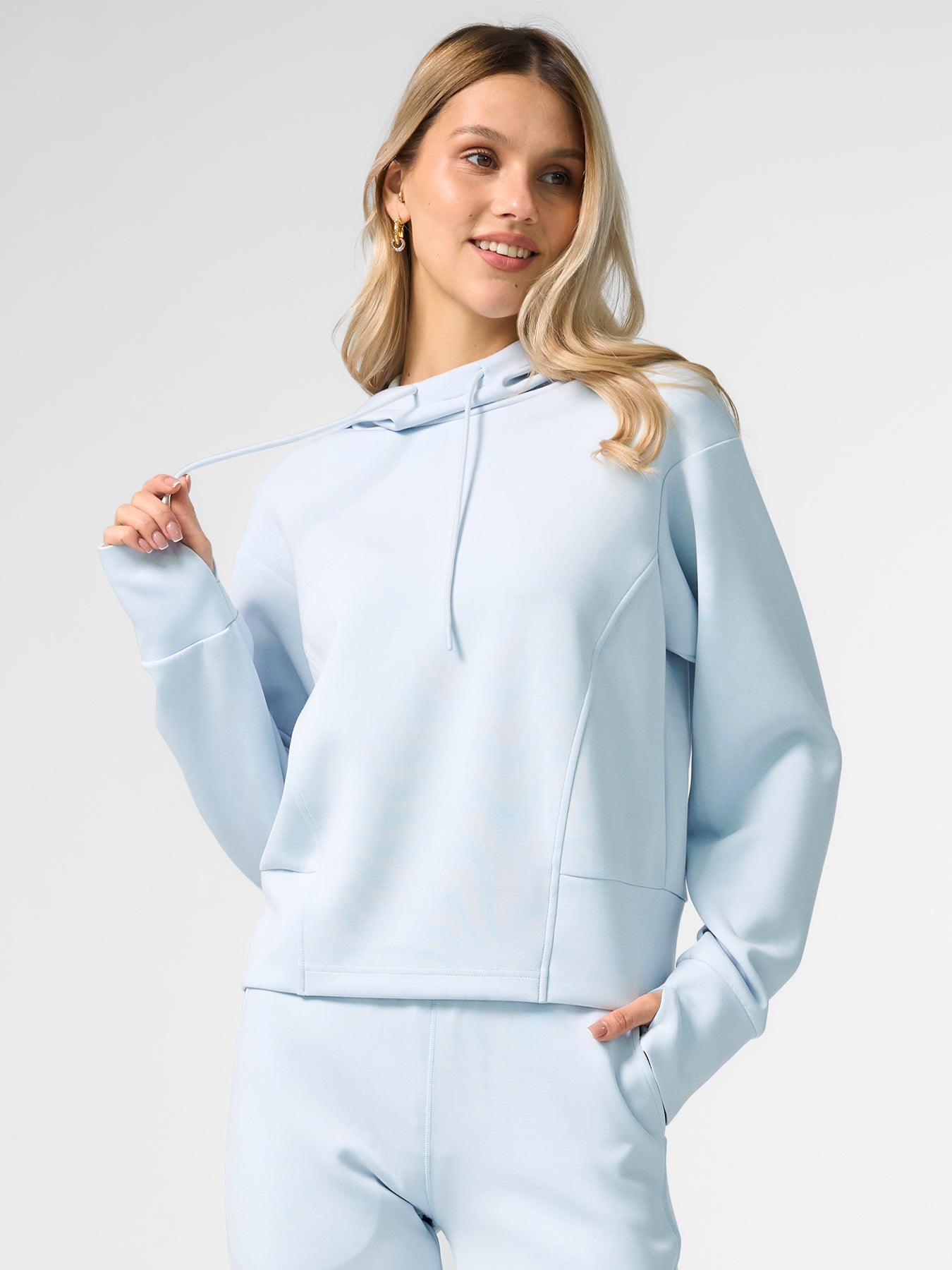 Modal Blend Hoodie And Drawstring Flare Pants Set