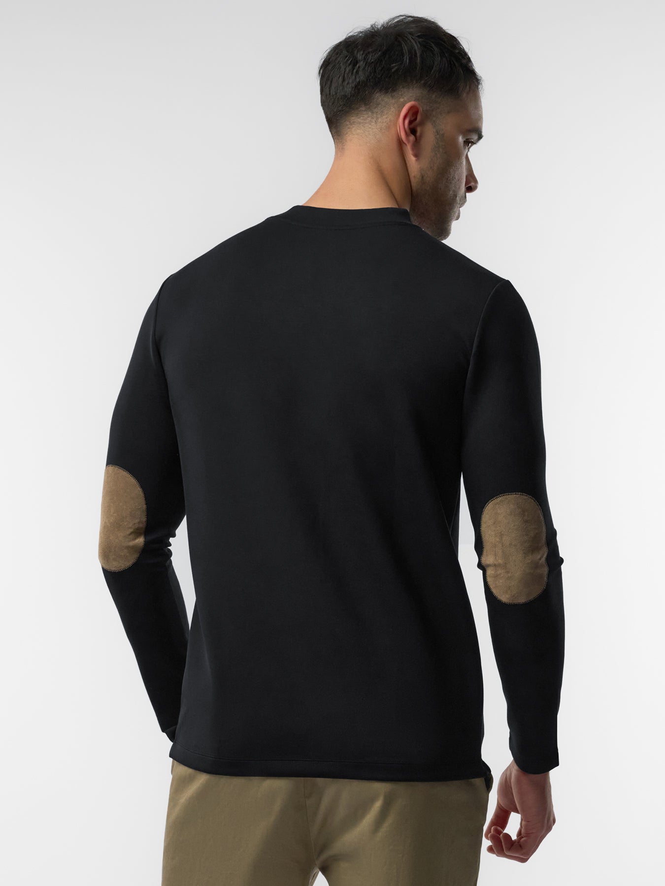 Modal Blend Elbow Patch Long Sleeve Tee:Slim Fit