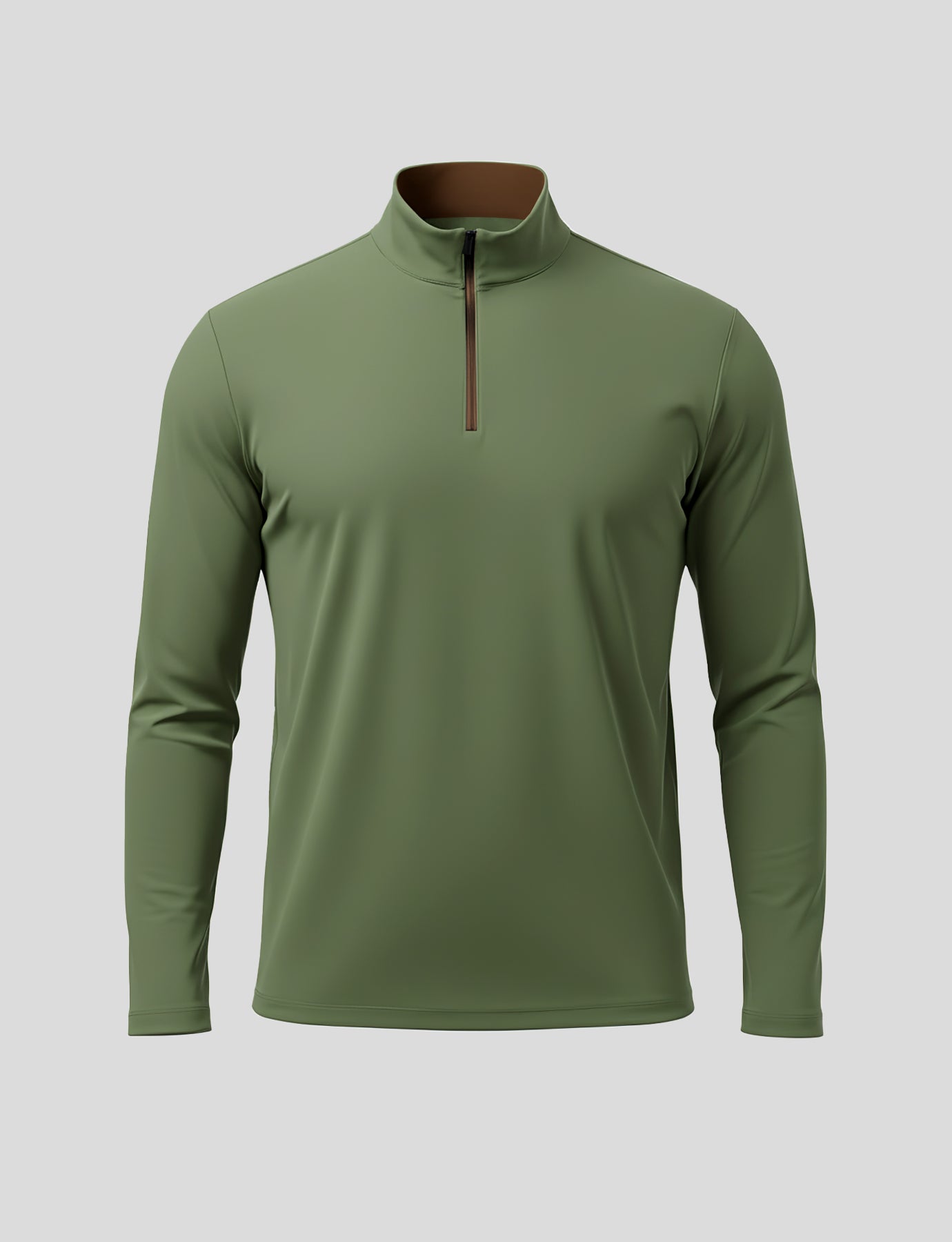 SmoothBlend Slim Fit Half Zip Mock Neck Tee: Zip Contrast Color