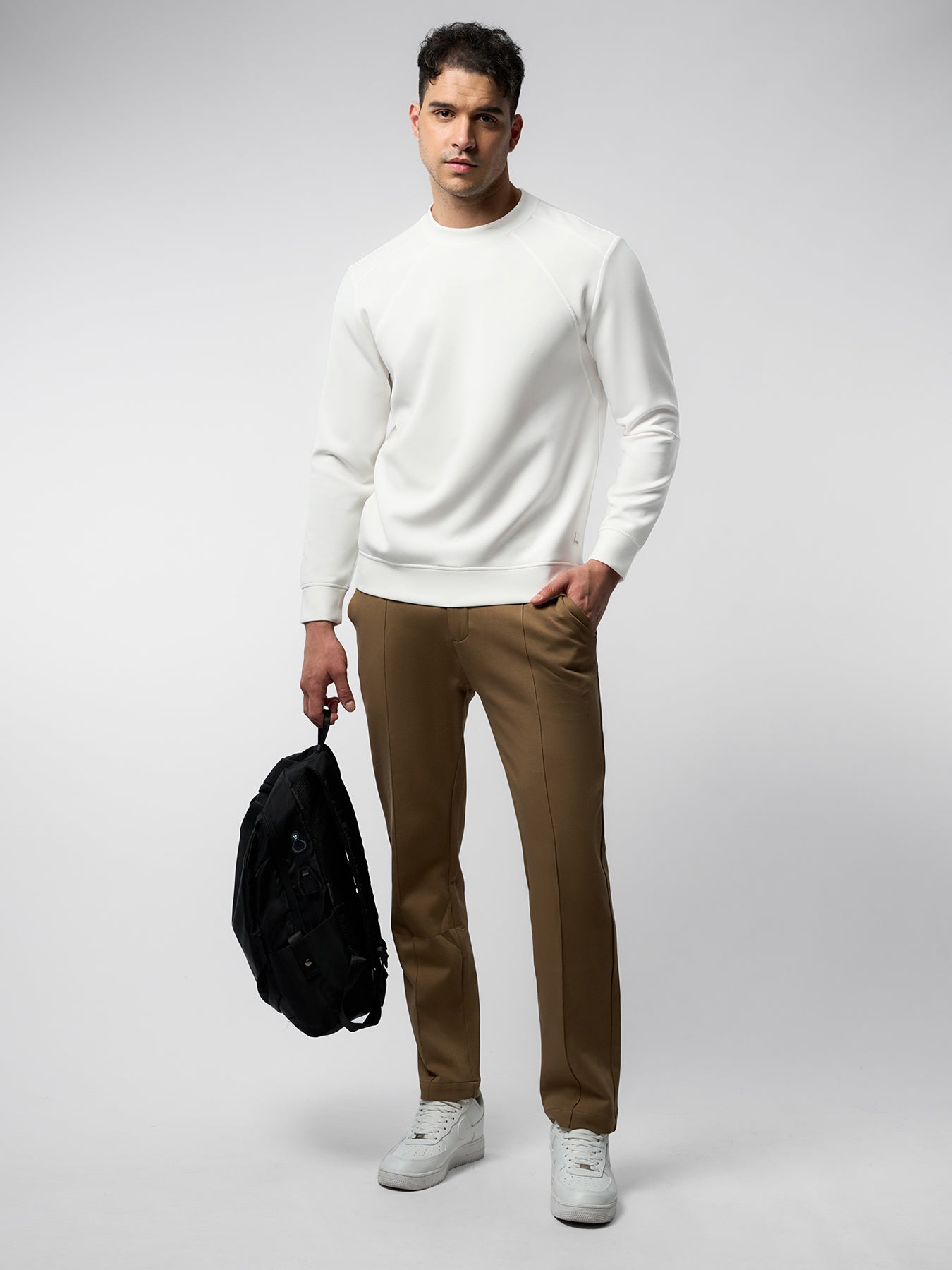 Modal Blend Fall Panel Sweatshirt Wrinkle Resistant Daily Wear