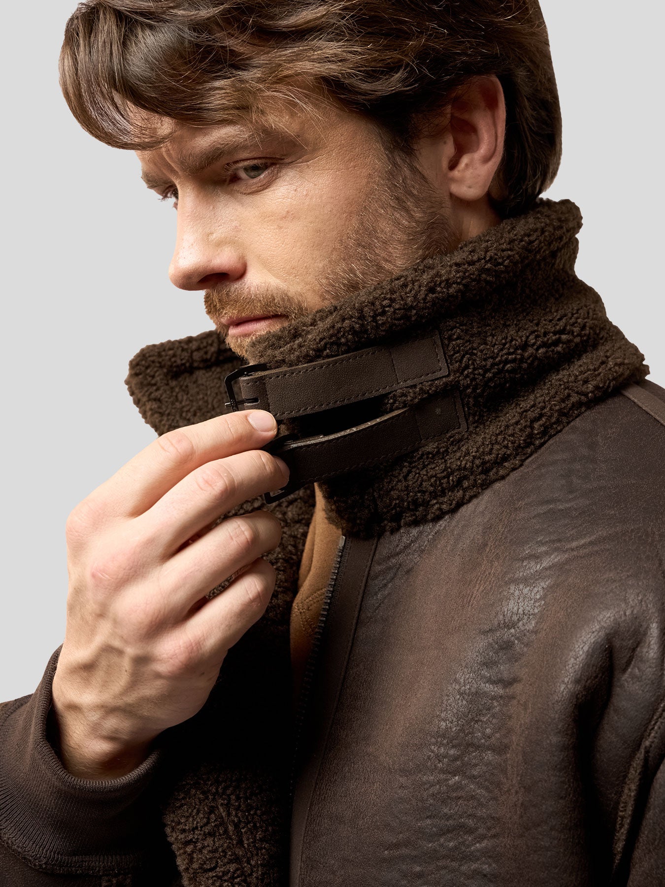 Reversible Faux Shearling Zip Up Windproof High Collar Jacket