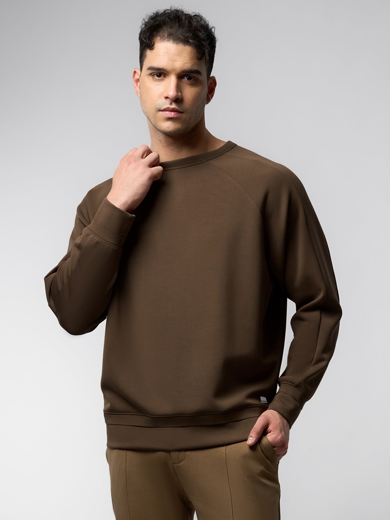 Modal Blend Raglan Sweatshirt Soft Stretch Leisure