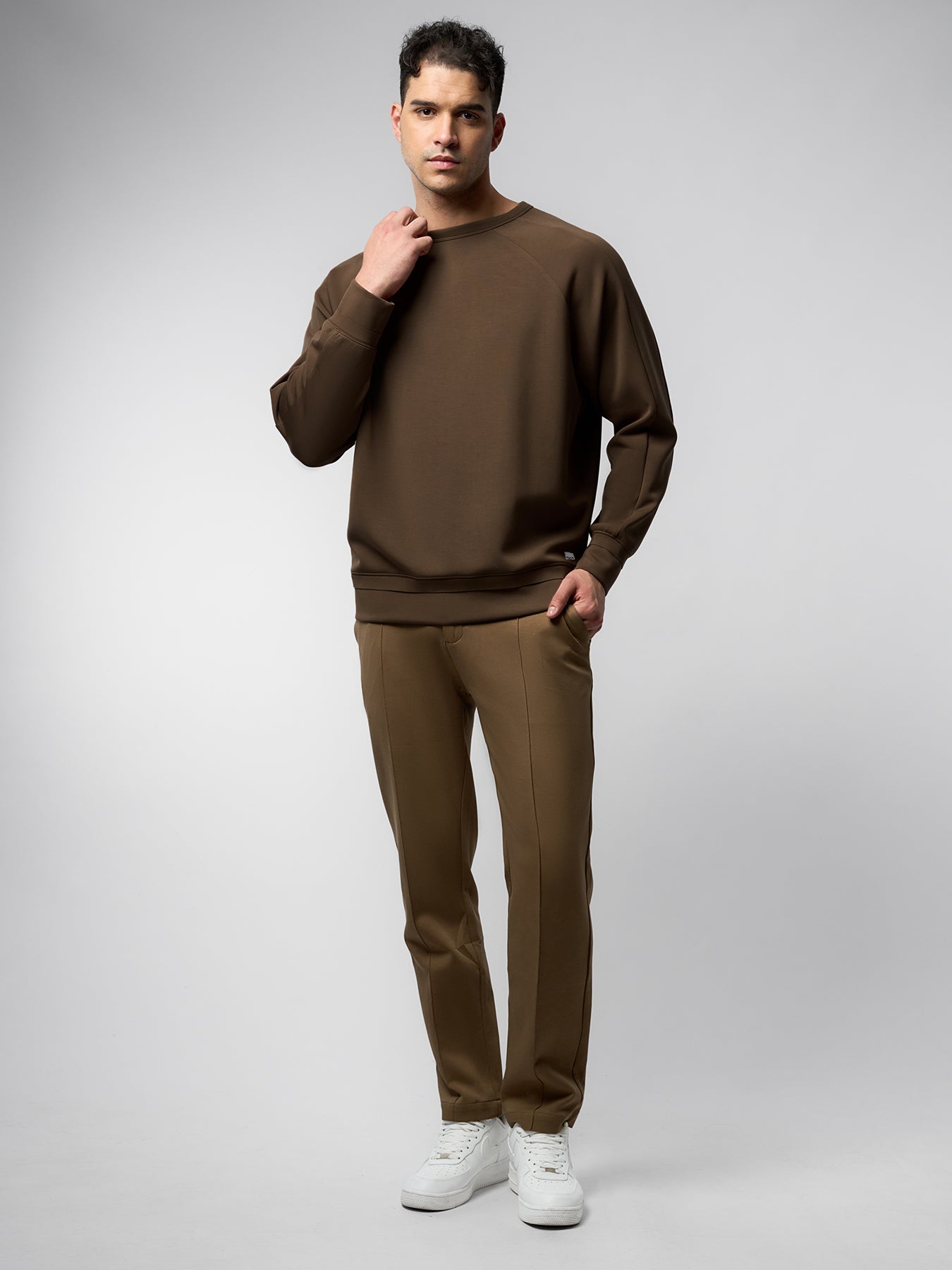 Modal Blend Raglan Sweatshirt Soft Stretch Leisure