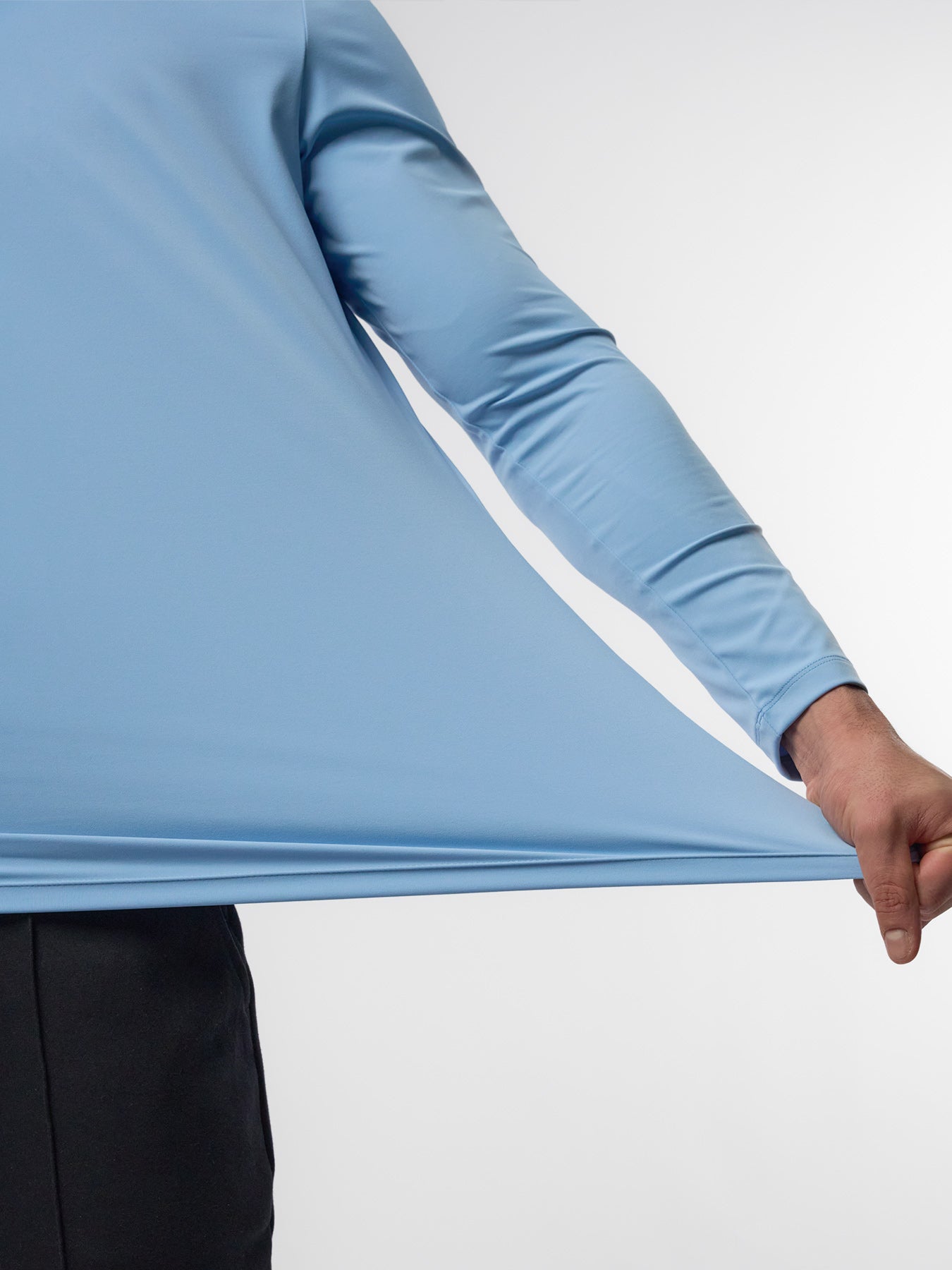 SmoothBlend Slim Fit Half Zip Mock Neck Tee: Zip Contrast Color