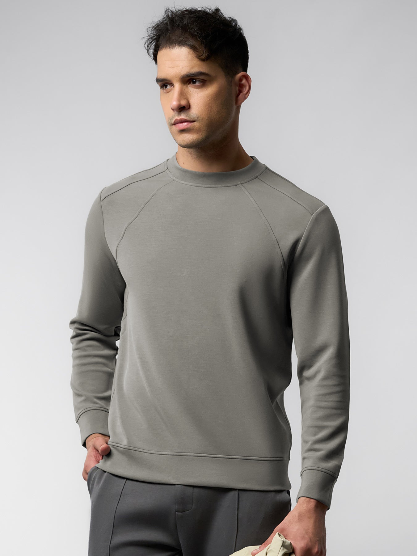 Modal Blend Fall Panel Sweatshirt Wrinkle Resistant Daily Wear