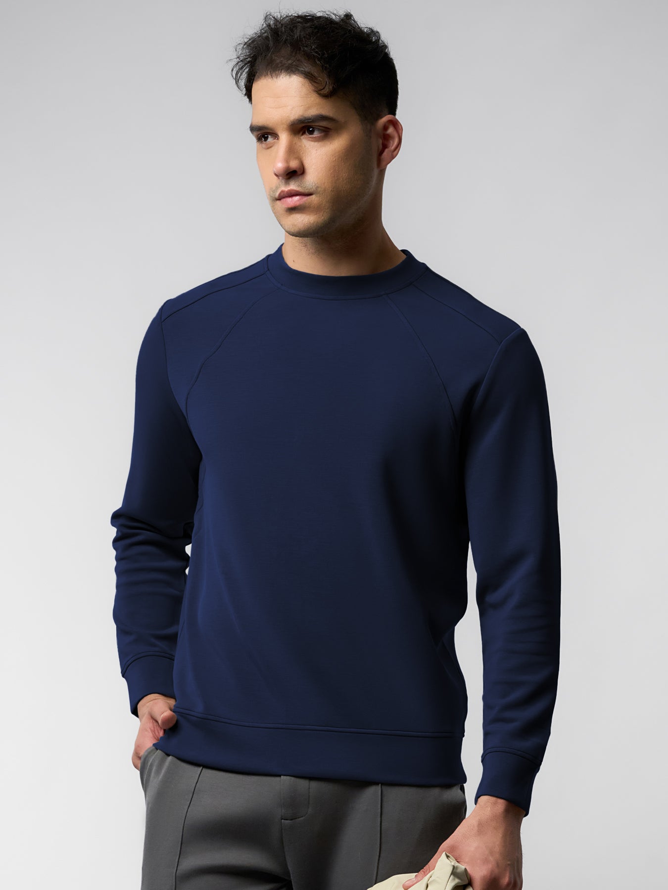 Modal Blend Fall Panel Sweatshirt Wrinkle Resistant Daily Wear