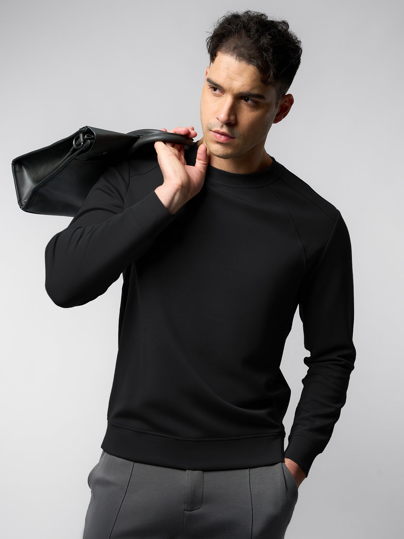 Modal Blend Fall Panel Sweatshirt Wrinkle Resistant Daily Wear