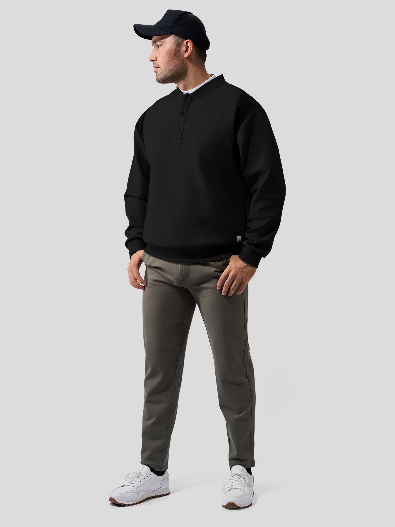 CozySpacer SuedePatch Button Sweatshirt