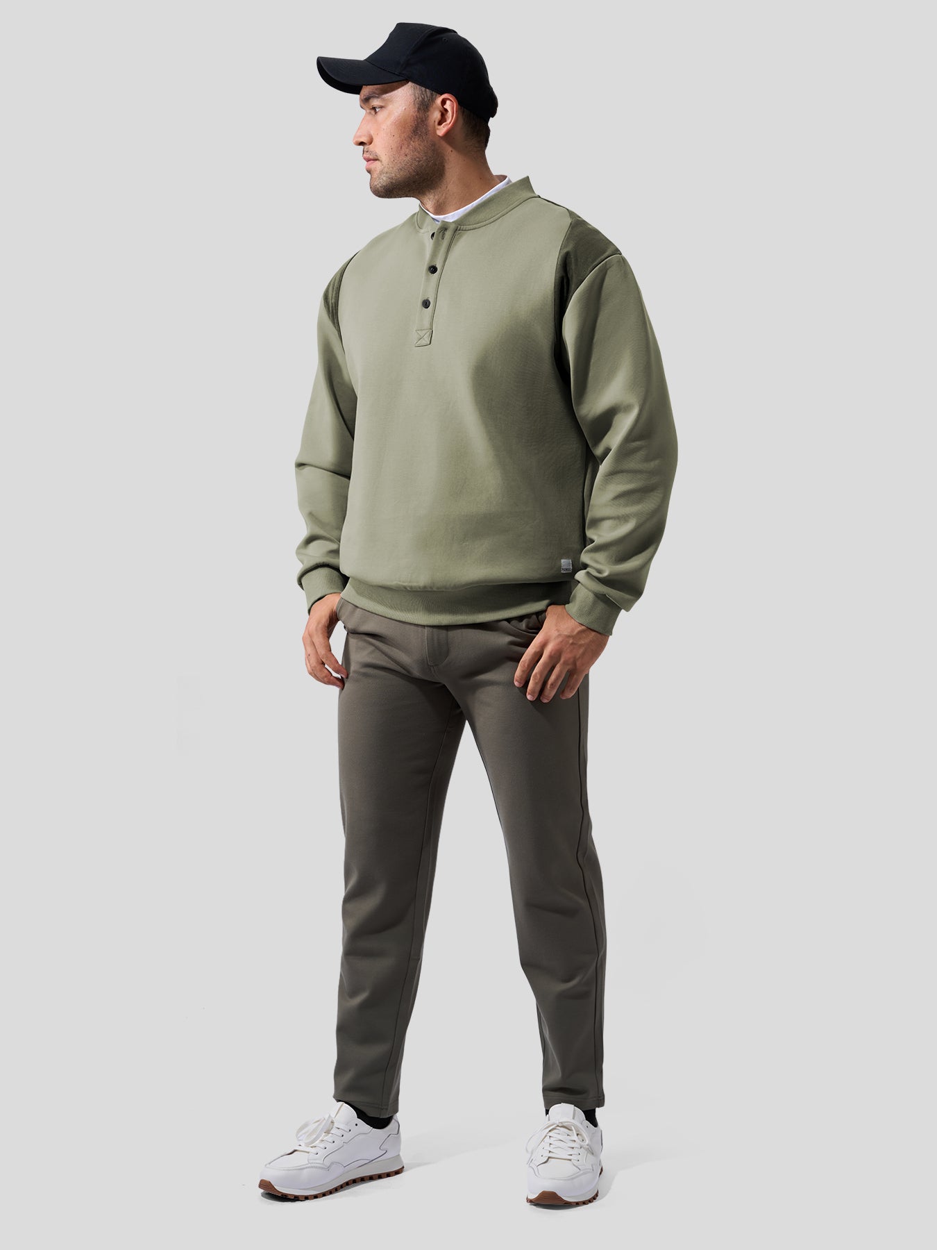 CozySpacer SuedePatch Button Sweatshirt