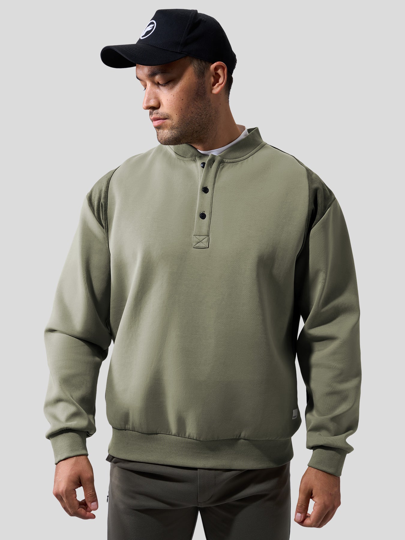 CozySpacer SuedePatch Button Sweatshirt