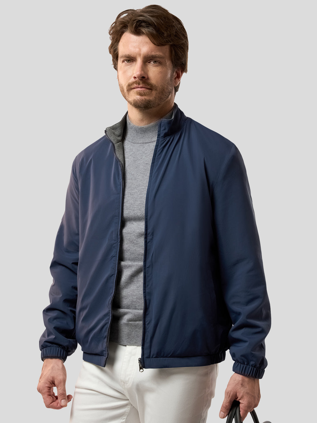 Reversible Windproof Half High Collar Zip Jacket |