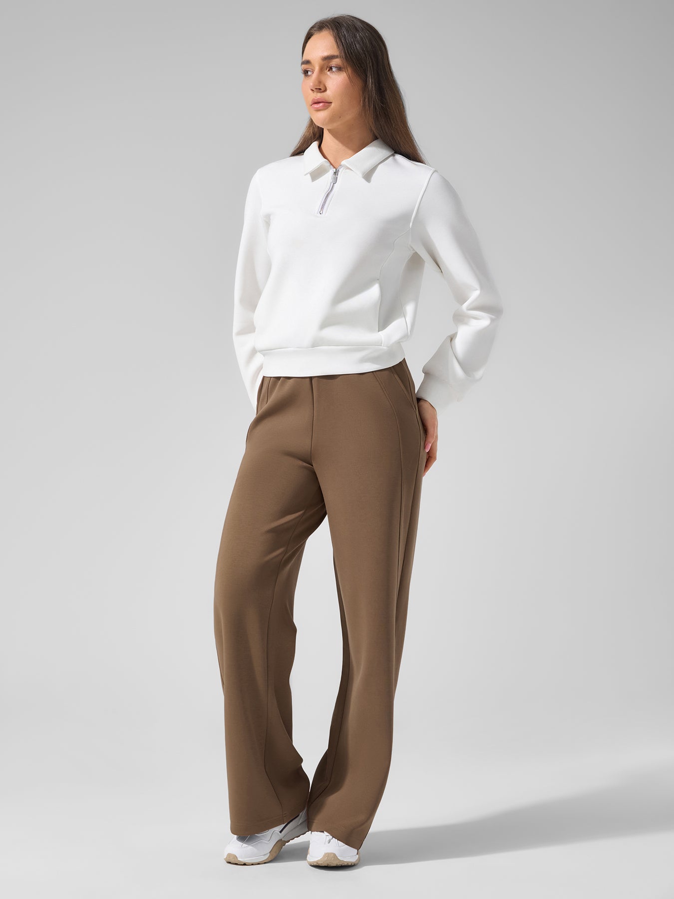 Modal Blend Mid-Rise Wide Leg Pant
