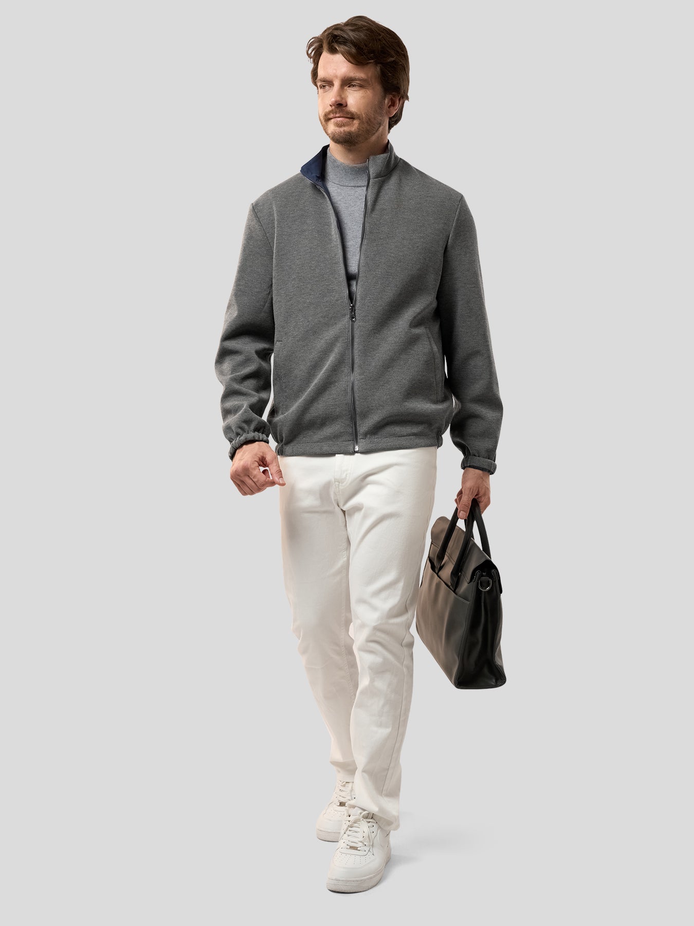 Reversible Windproof Half High Collar Zip Jacket