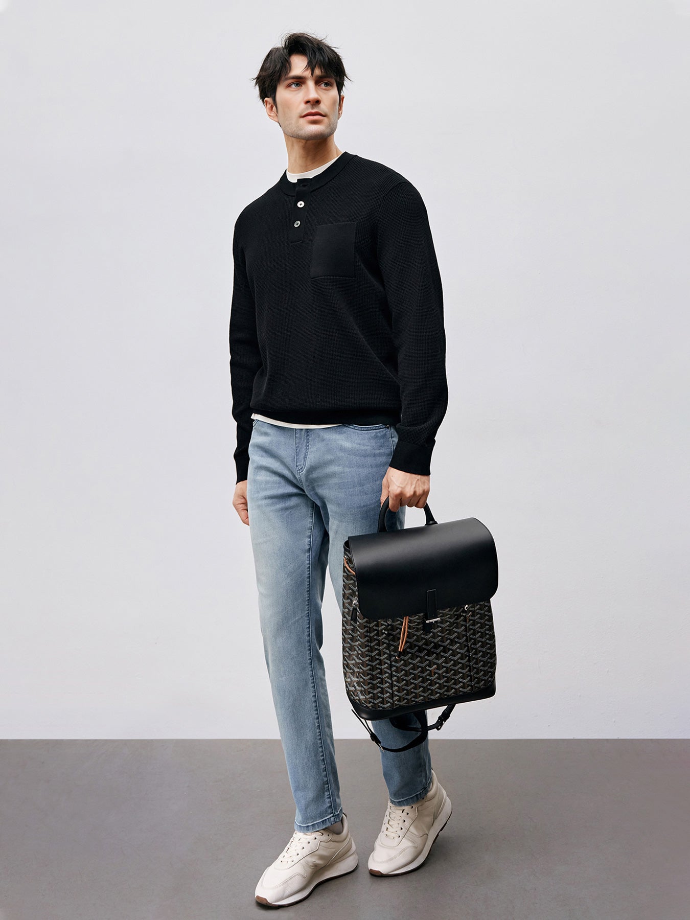 GentleKnit Buttoned Waffle Sweater