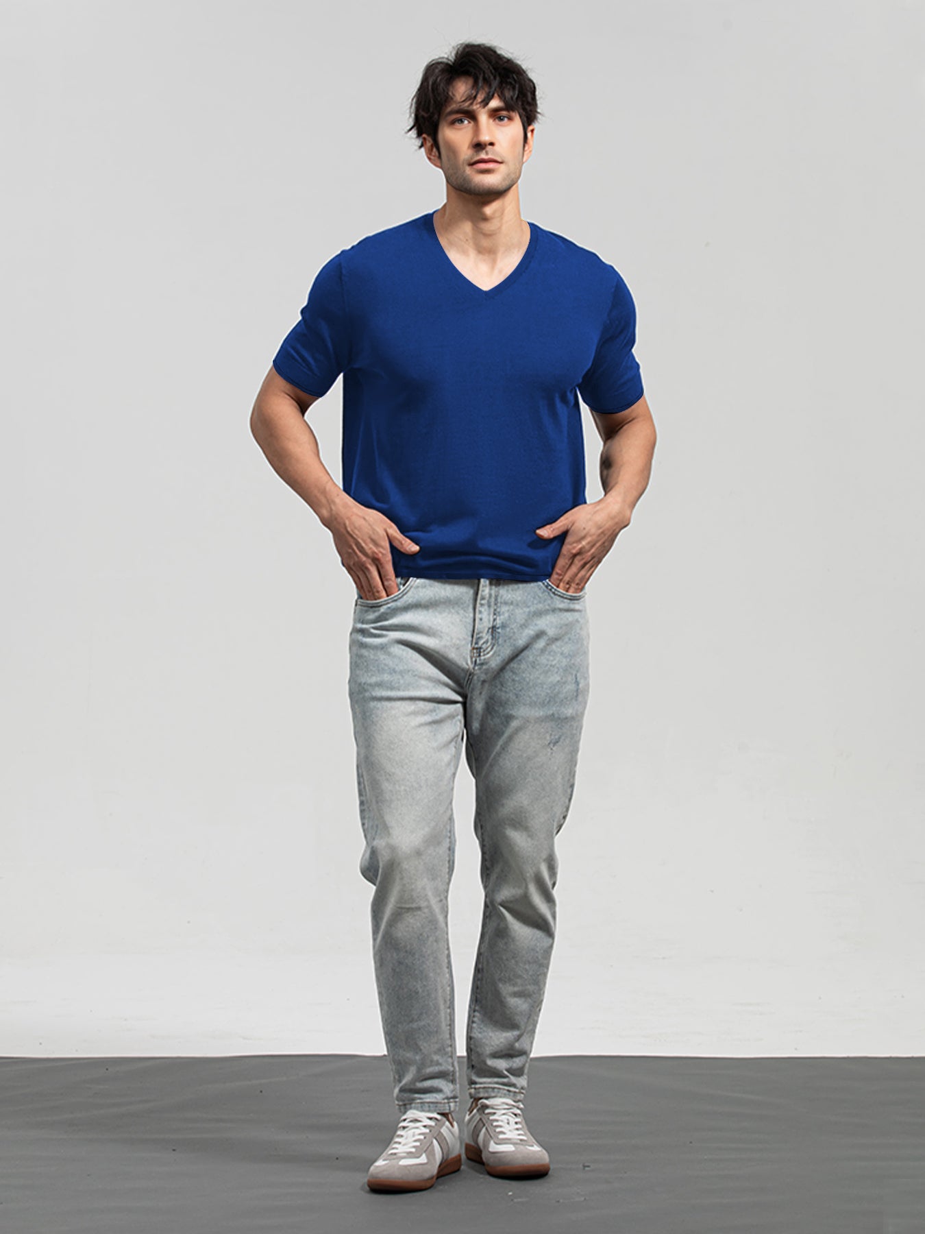 GentleKnit Short Sleeve V-neck Knitted T-Shirt