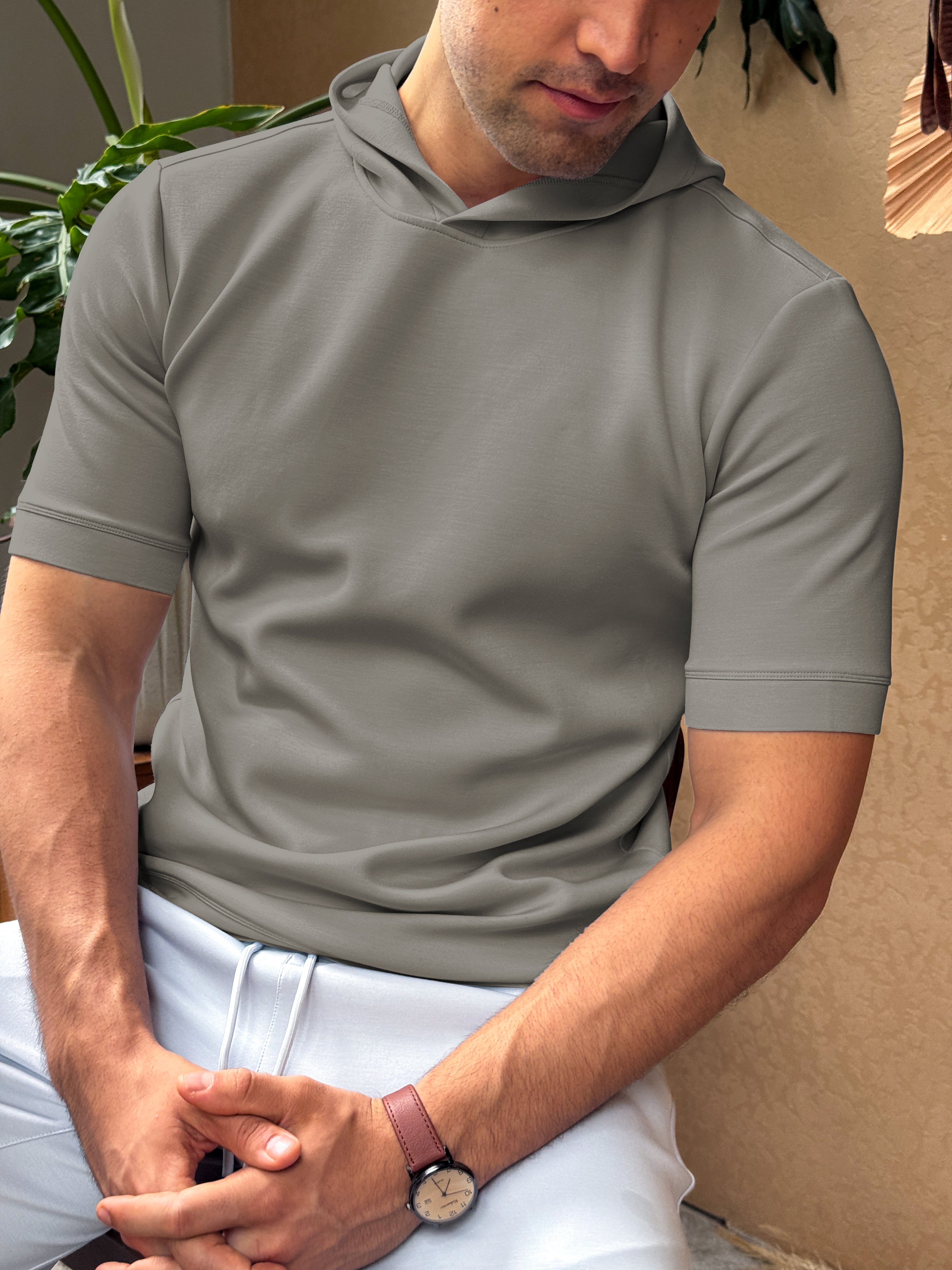 Modal Blend Short Sleeve Hoodie