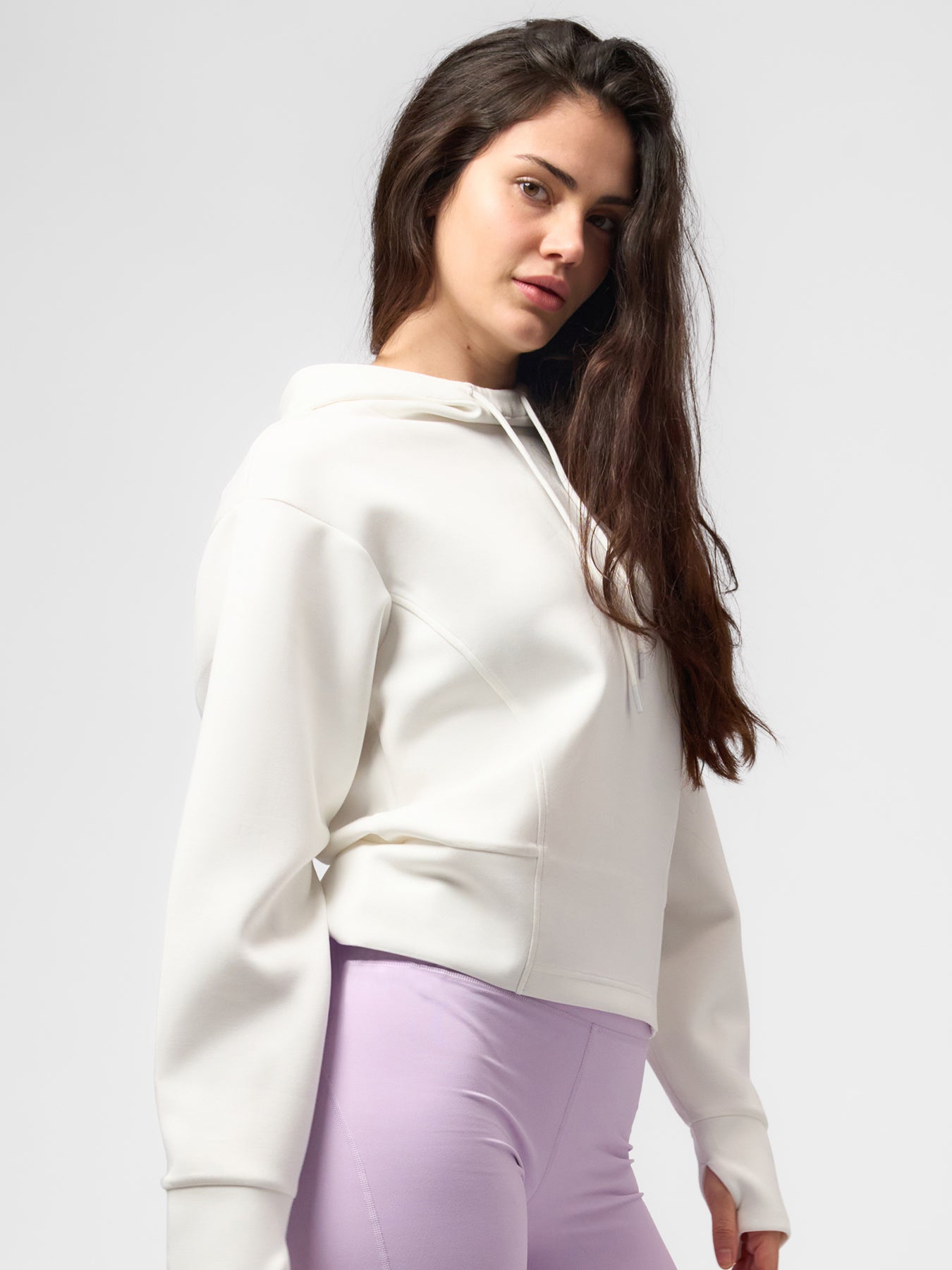 Modal Blend Panel Hoodie with Thumbholes