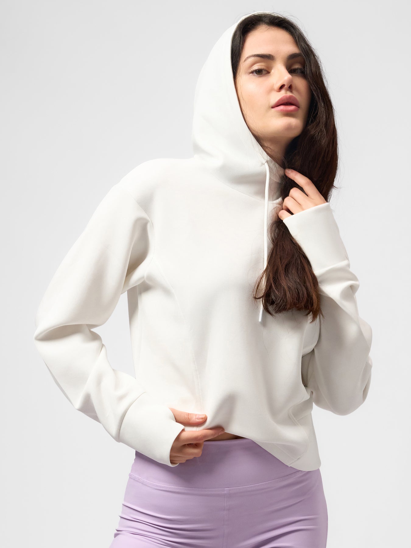 Modal Blend Panel Hoodie with Thumbholes