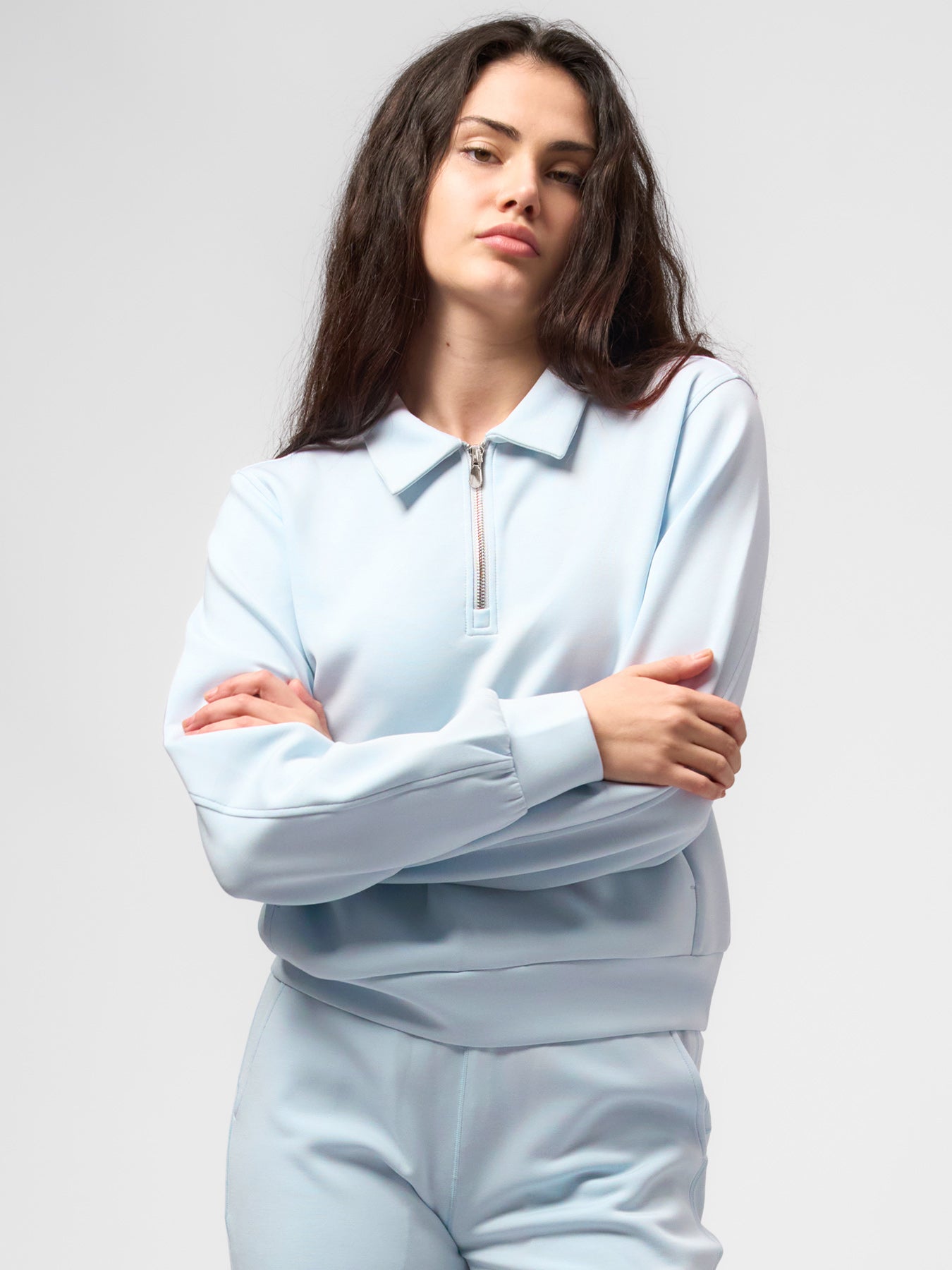 Modal Blend Collared Zip Tee Side Pockets