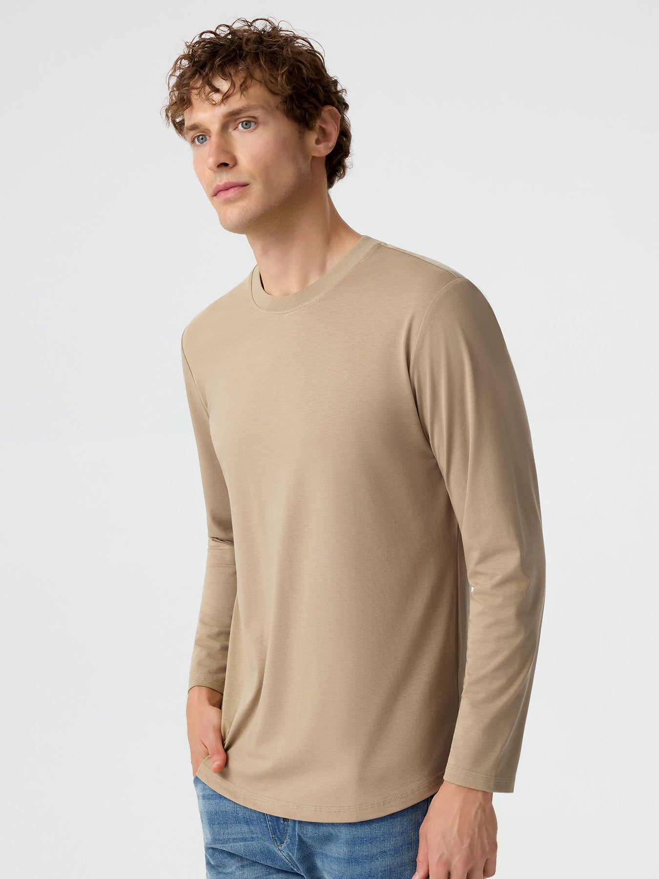 StaySmooth Slim Fit Long Sleeve Curve Hem Tee: New Colors