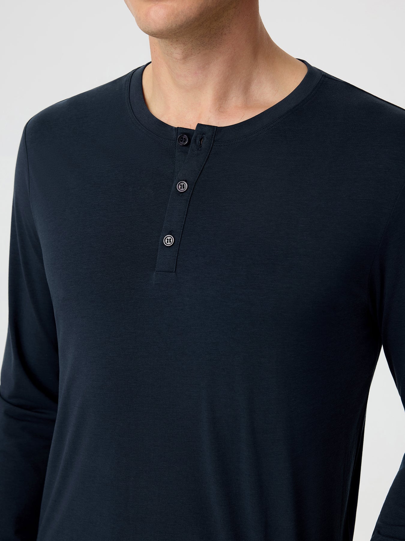 StaySmooth Langarm-Henley-T-Shirt mit Drop-Cut