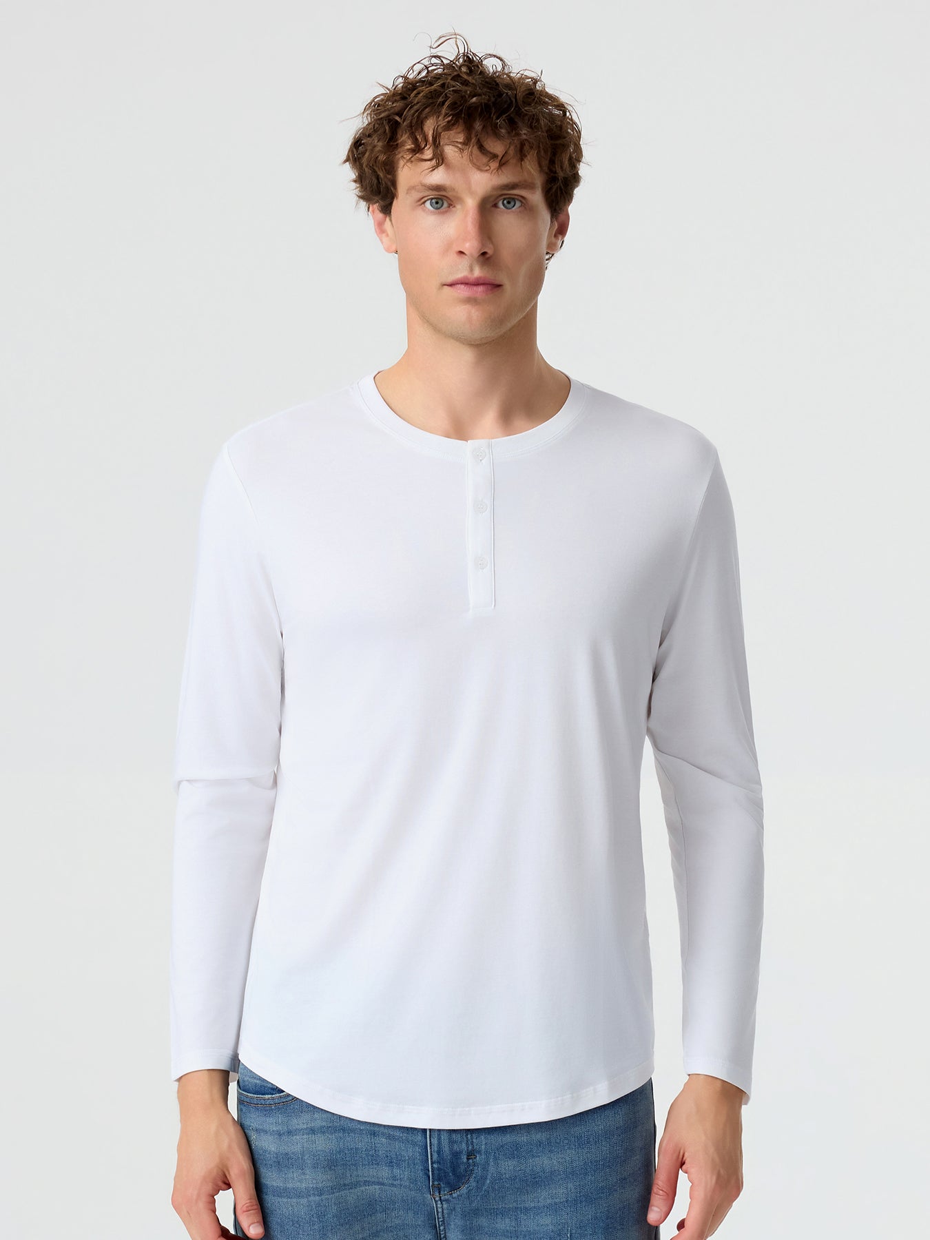 StaySmooth Long Sleeve Henley Drop-Cut Tee