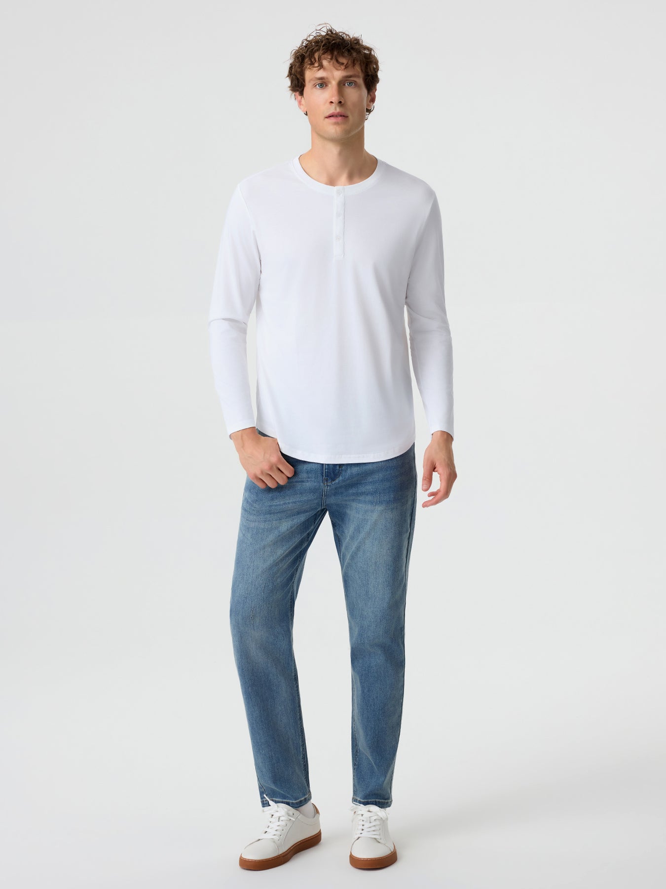 StaySmooth Long Sleeve Henley Drop-Cut Tee