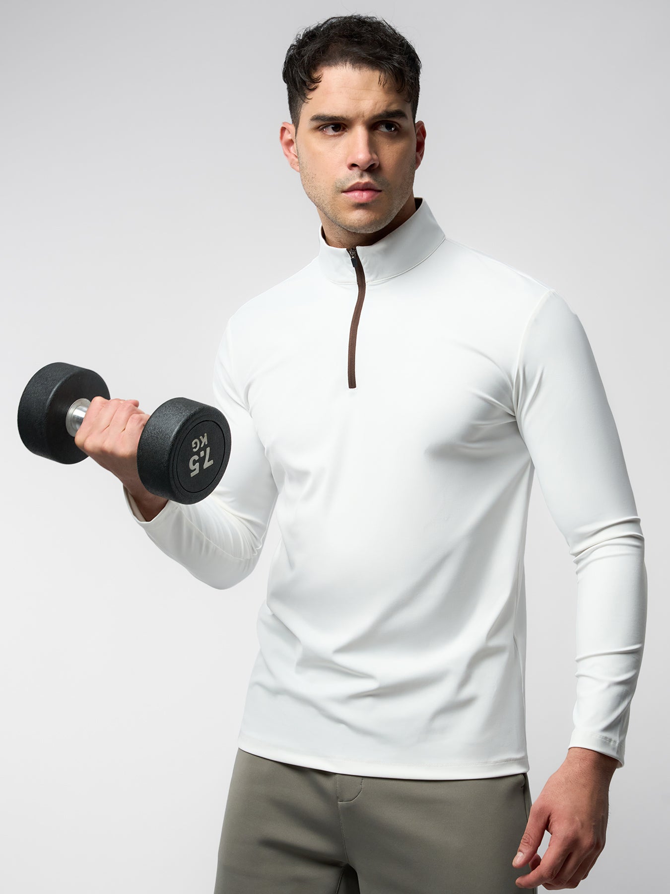 SmoothBlend Slim Fit Half Zip Mock Neck Tee: Zip Contrast Color