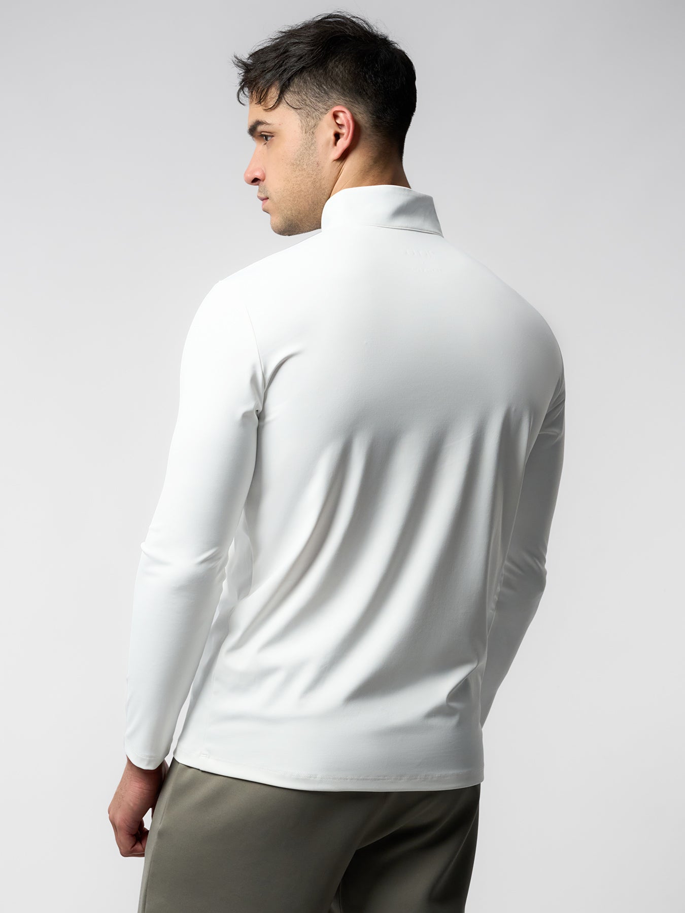 SmoothBlend Slim Fit Half Zip Mock Neck Tee: Zip Contrast Color