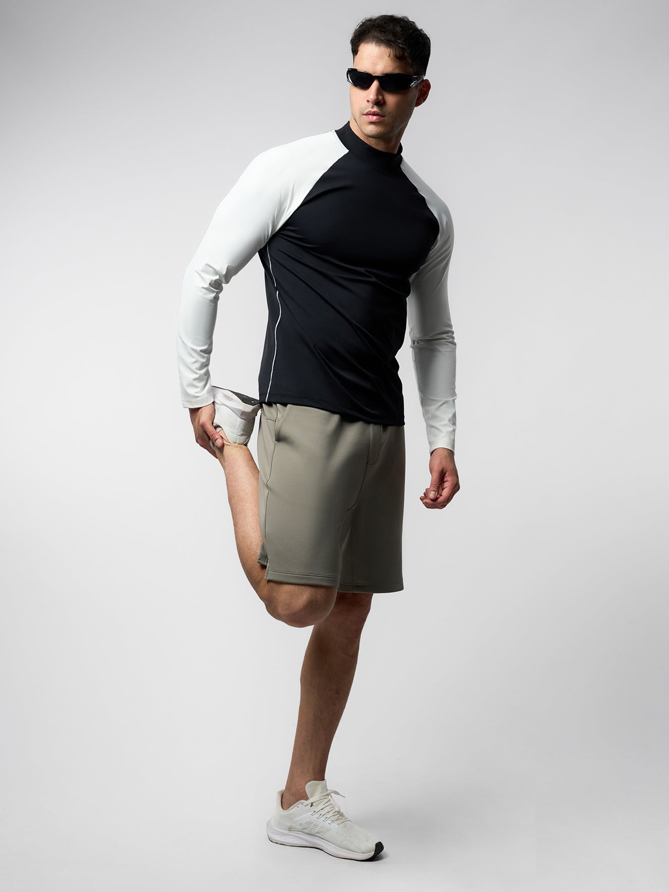 SmoothBlend Contract Color Mock Neck Long Sleeve Tee