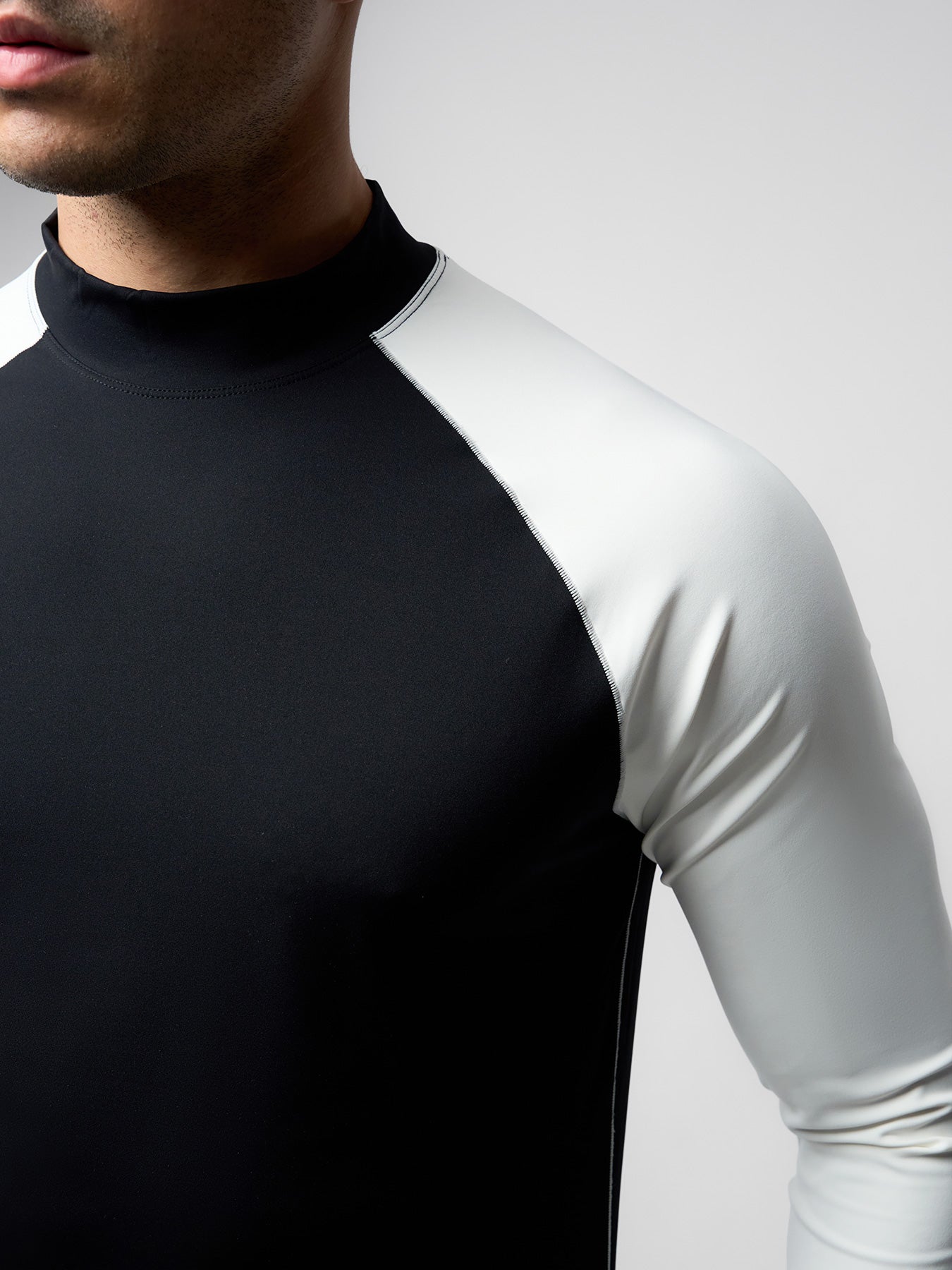 SmoothBlend Contract Color Mock Neck Long Sleeve Tee