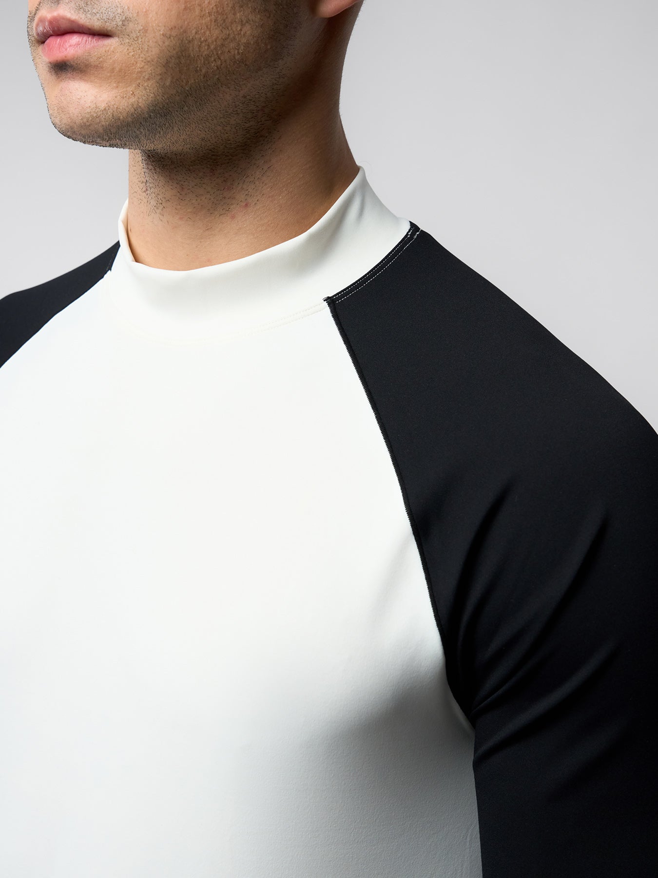 SmoothBlend Contract Color Mock Neck Long Sleeve Tee