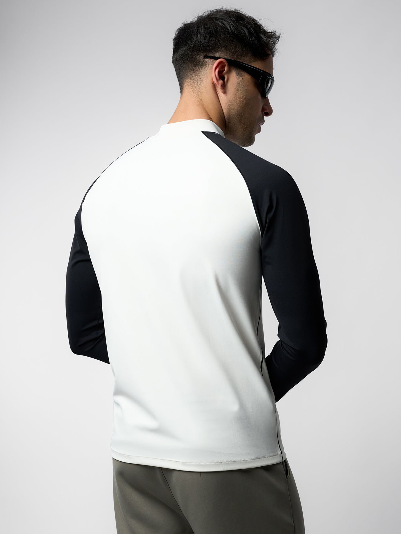 SmoothBlend Contract Color Mock Neck Long Sleeve Tee