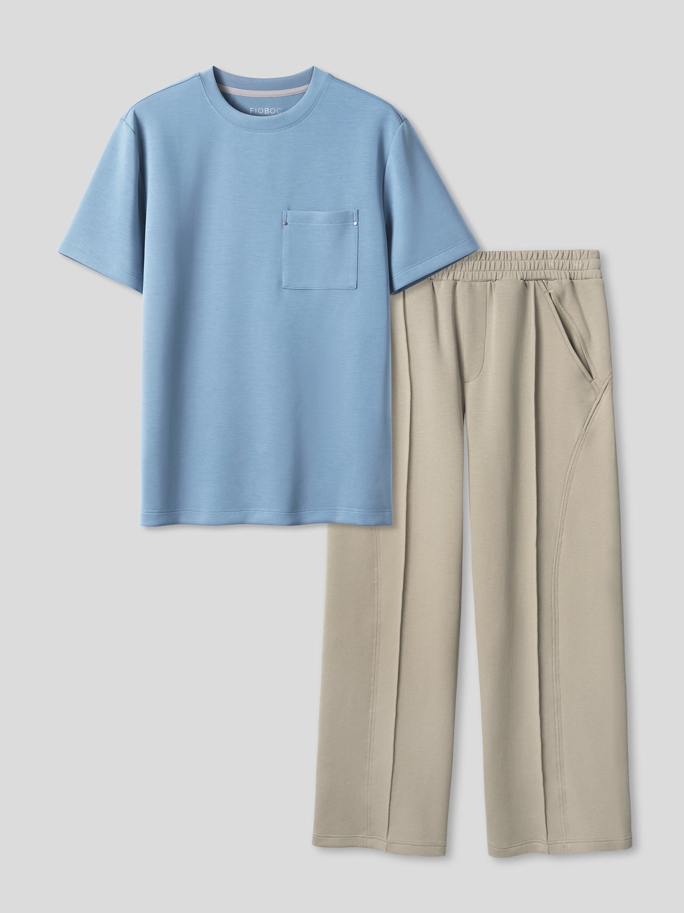 Modal Blend Pocket Tee And Cozyapscer Straight Leg Pant Set