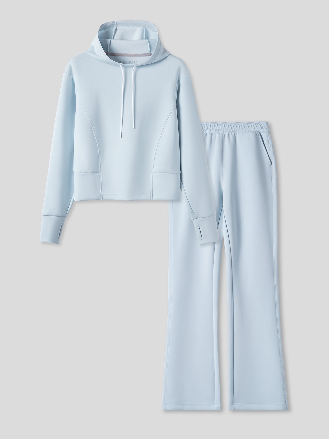 Modal Blend Hoodie And Drawstring Flare Pants Set