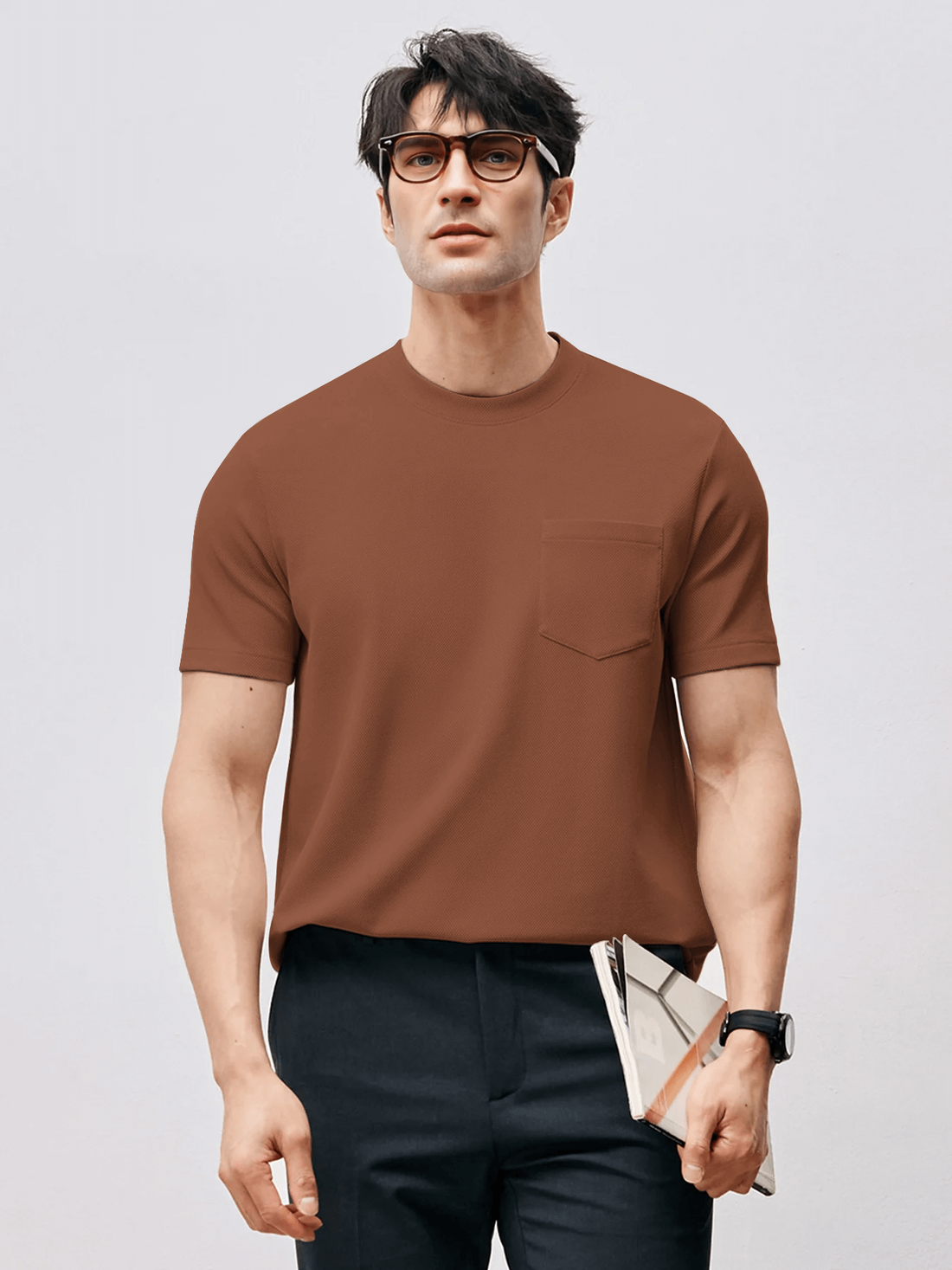 BreezeLuxe Breathable Piqué Crew Neck Short Sleeve Tee |
