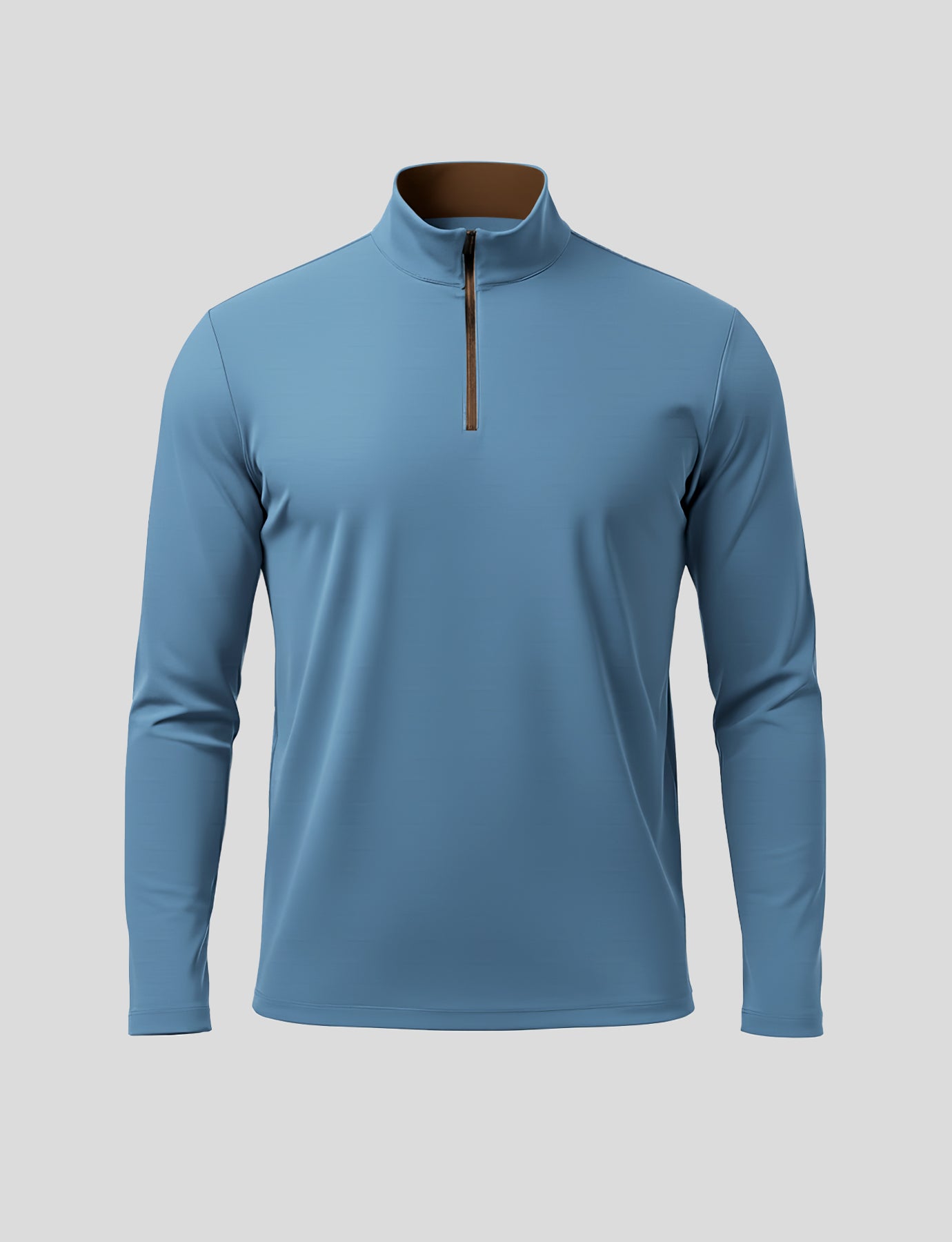 SmoothBlend Slim Fit Half Zip Mock Neck Tee: Zip Contrast Color