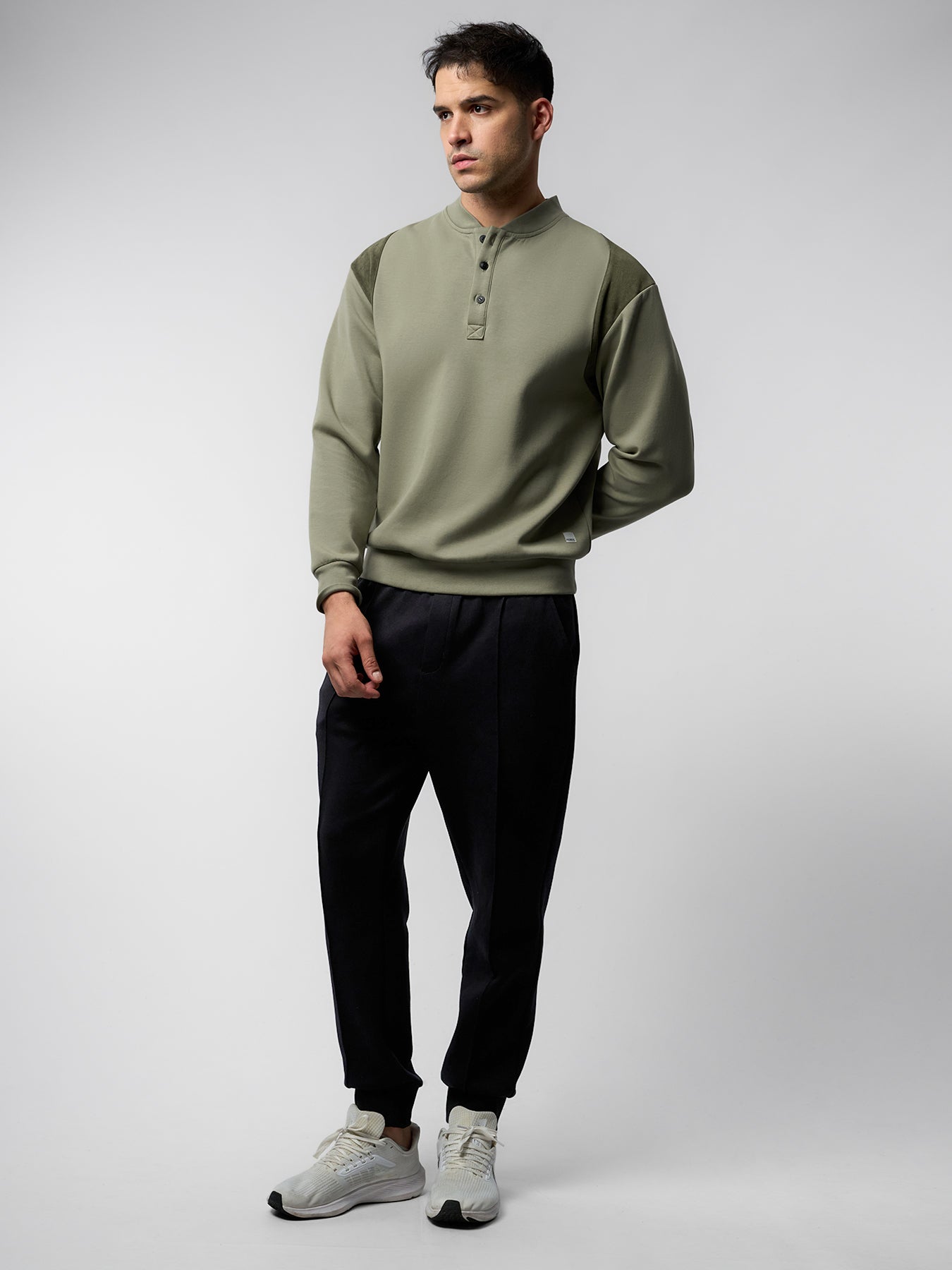 CozySpacer SuedePatch Button Sweatshirt