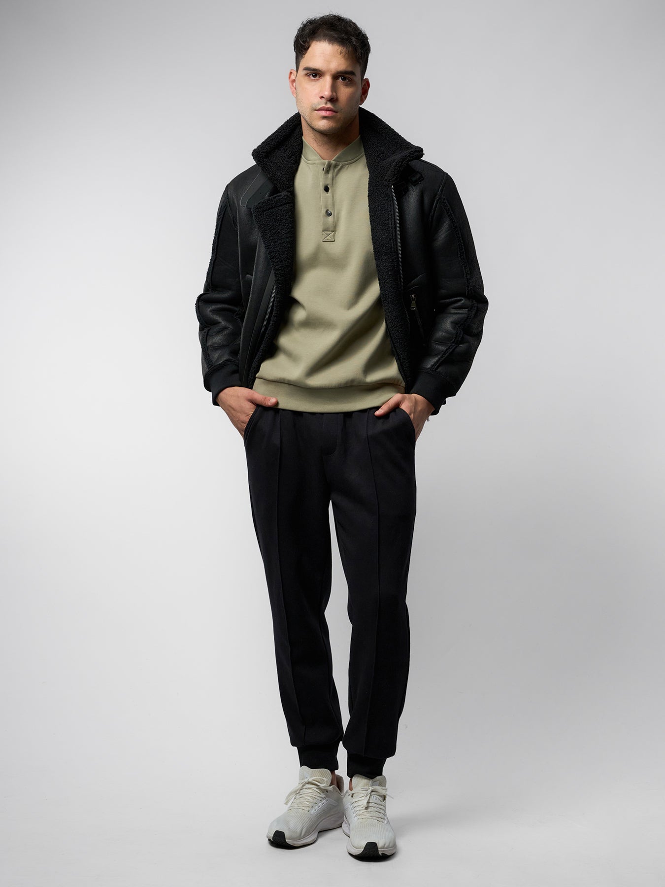 Reversible Faux Shearling Zip Up Windproof High Collar Jacket