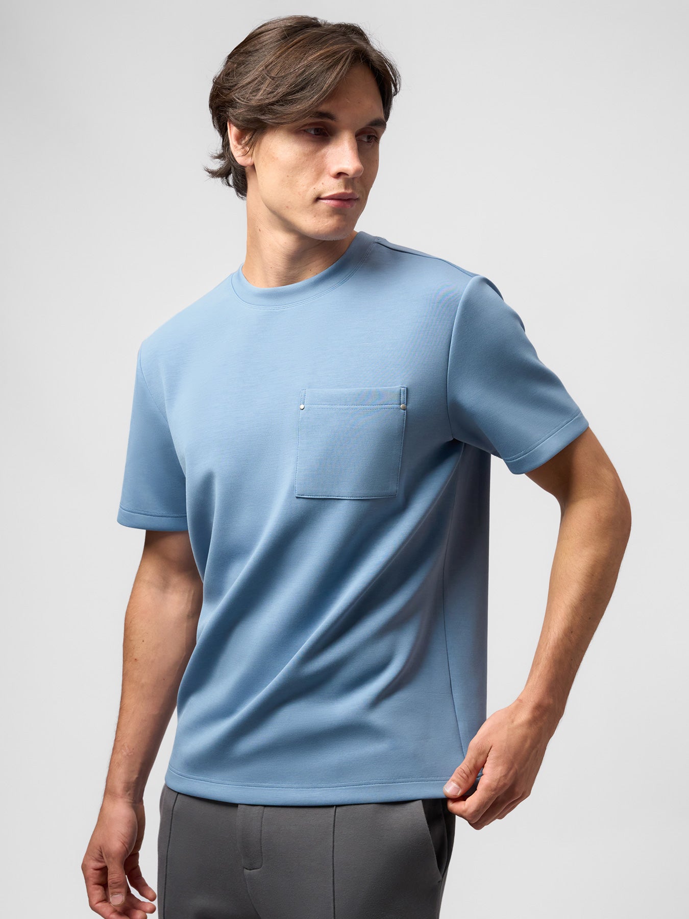 Modal Blend Pocket Tee And Cozyapscer Straight Leg Pant Set