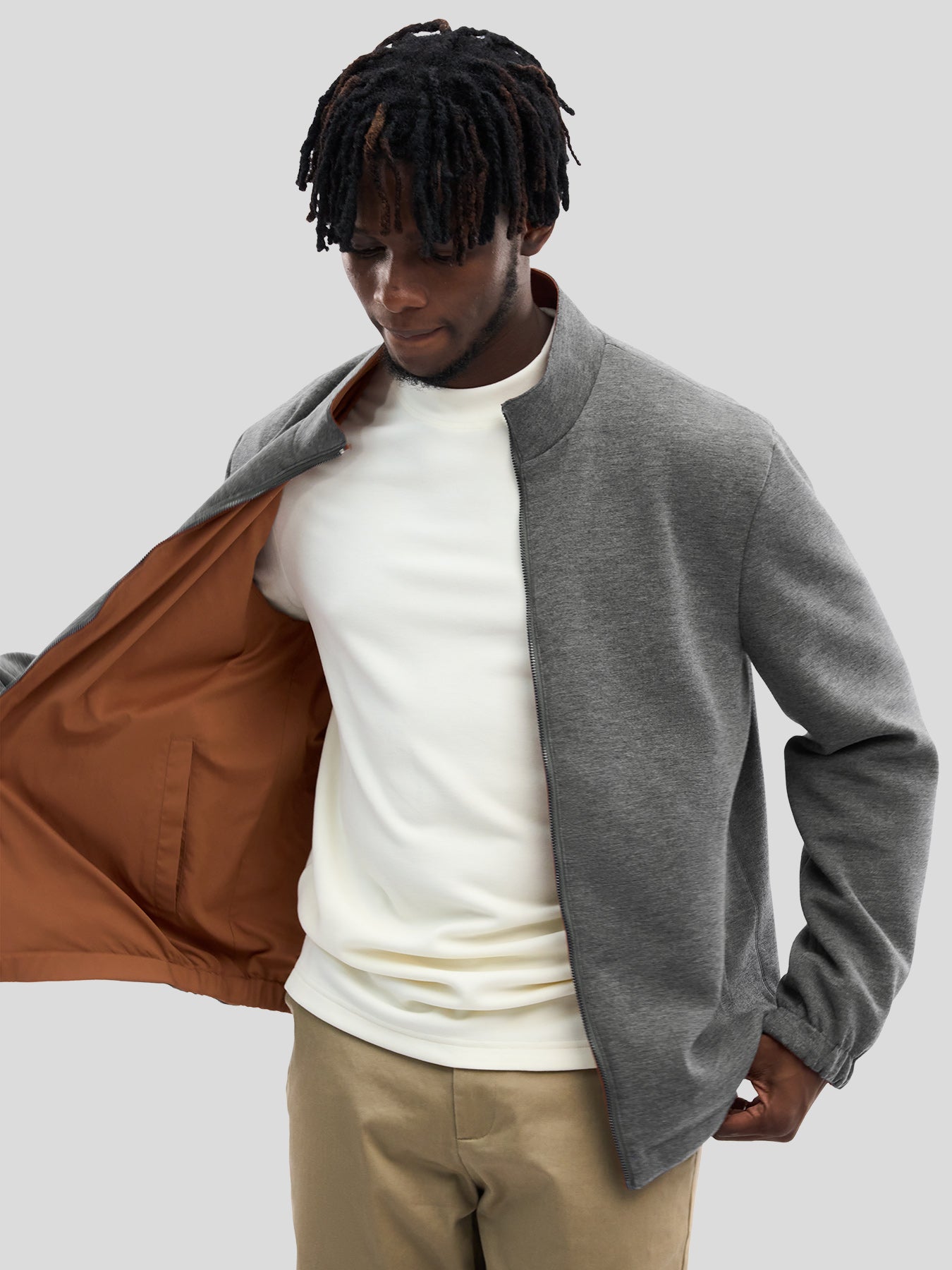 Reversible Windproof Half High Collar Zip Jacket