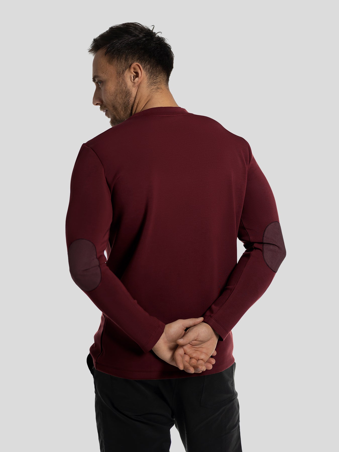 Modal Blend Elbow Patch Long Sleeve Tee