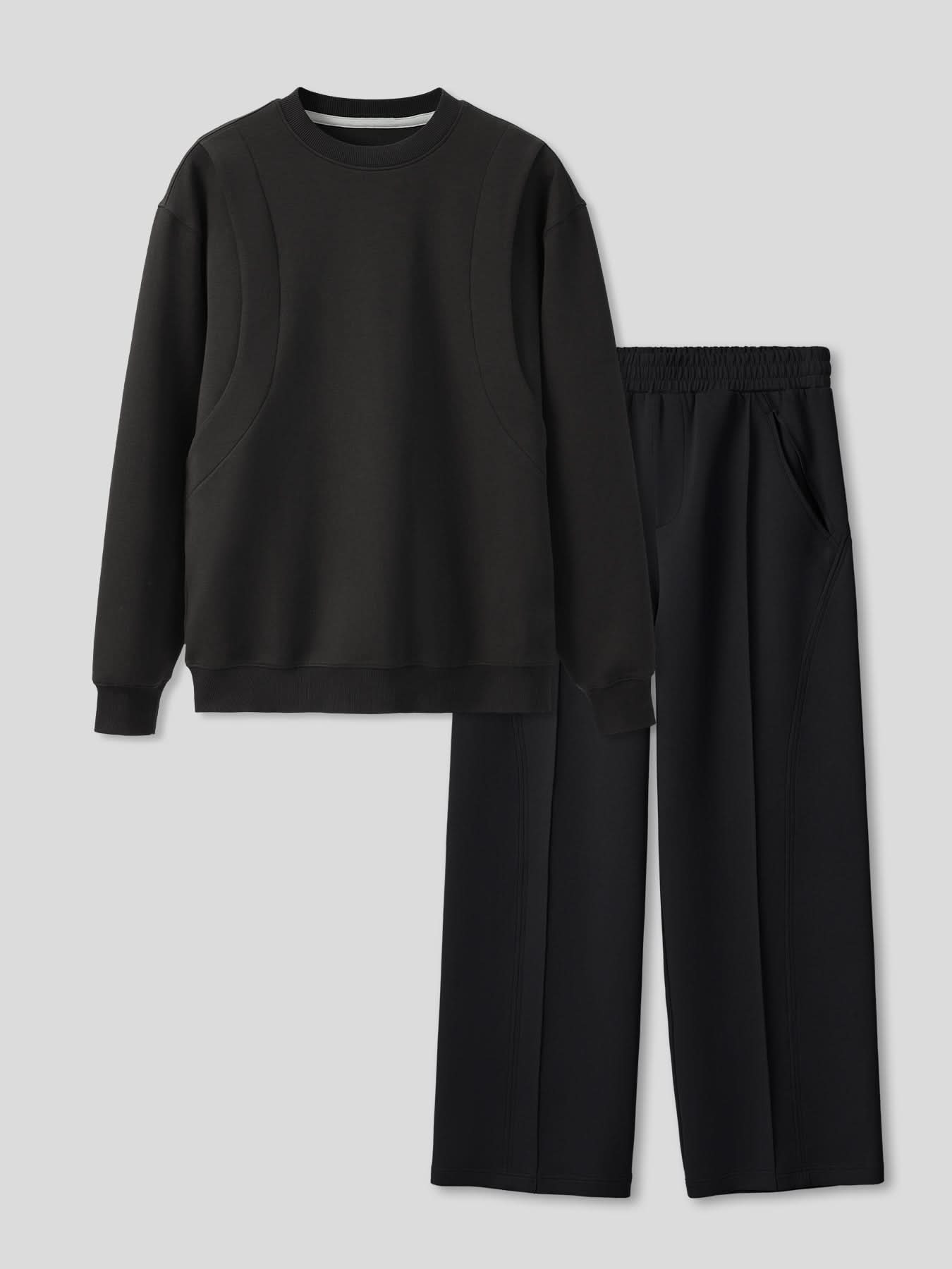 Cozyspacer Layered Sweatshirt And Wide Leg Pants Set