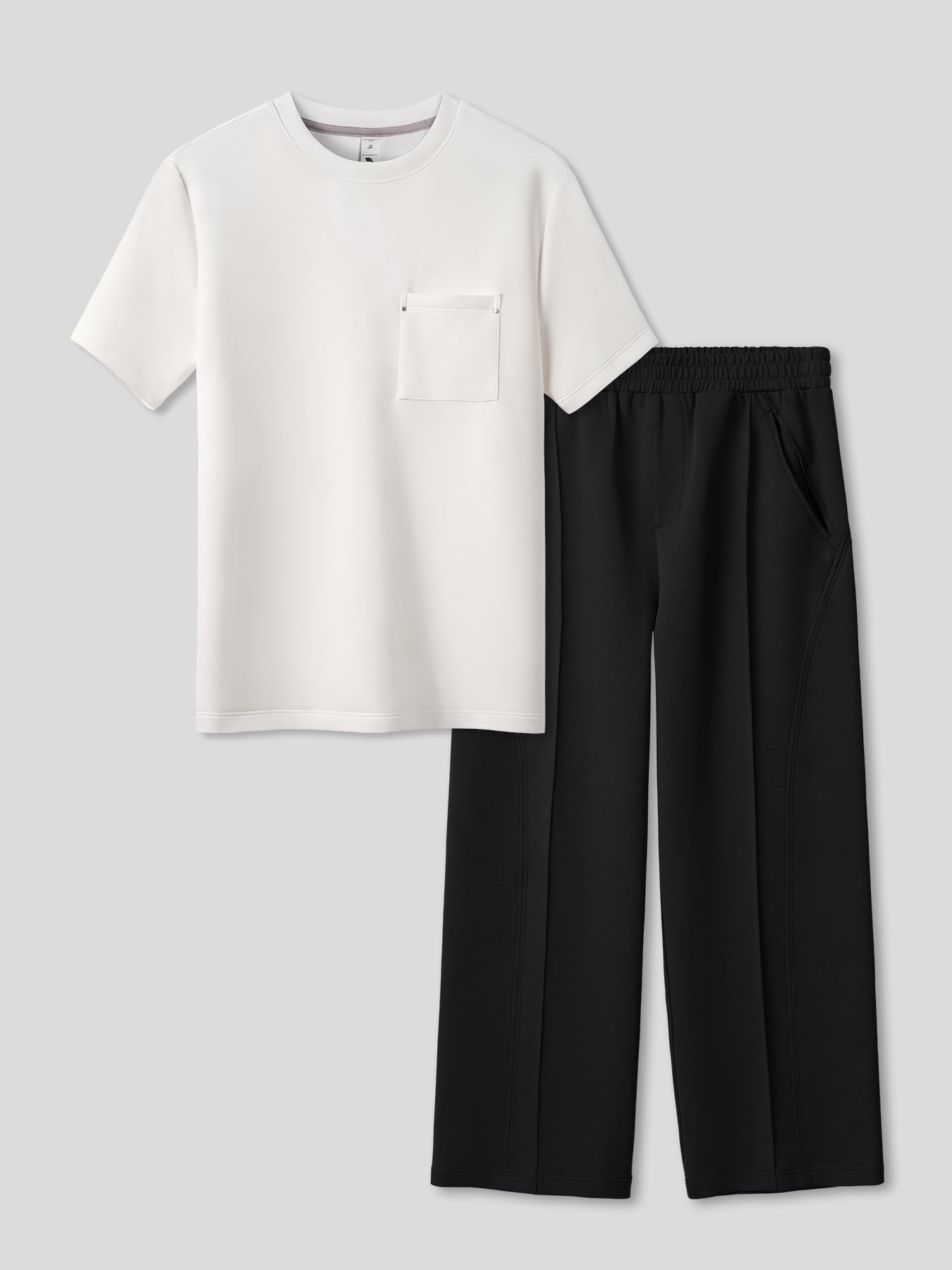Modal Blend Pocket Tee And Cozyapscer Straight Leg Pant Set